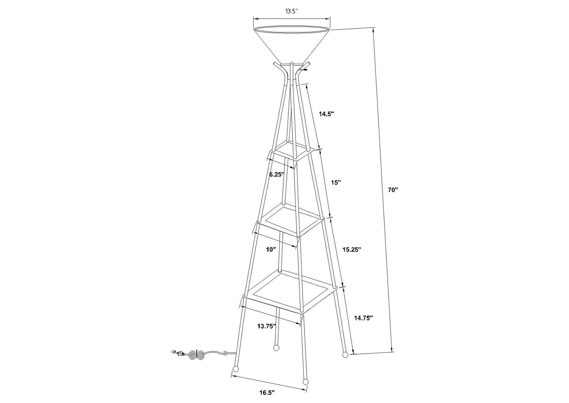 Gianni Versatile Shelf Tower Floor Lamp Charcoal Black,Coaster Furniture