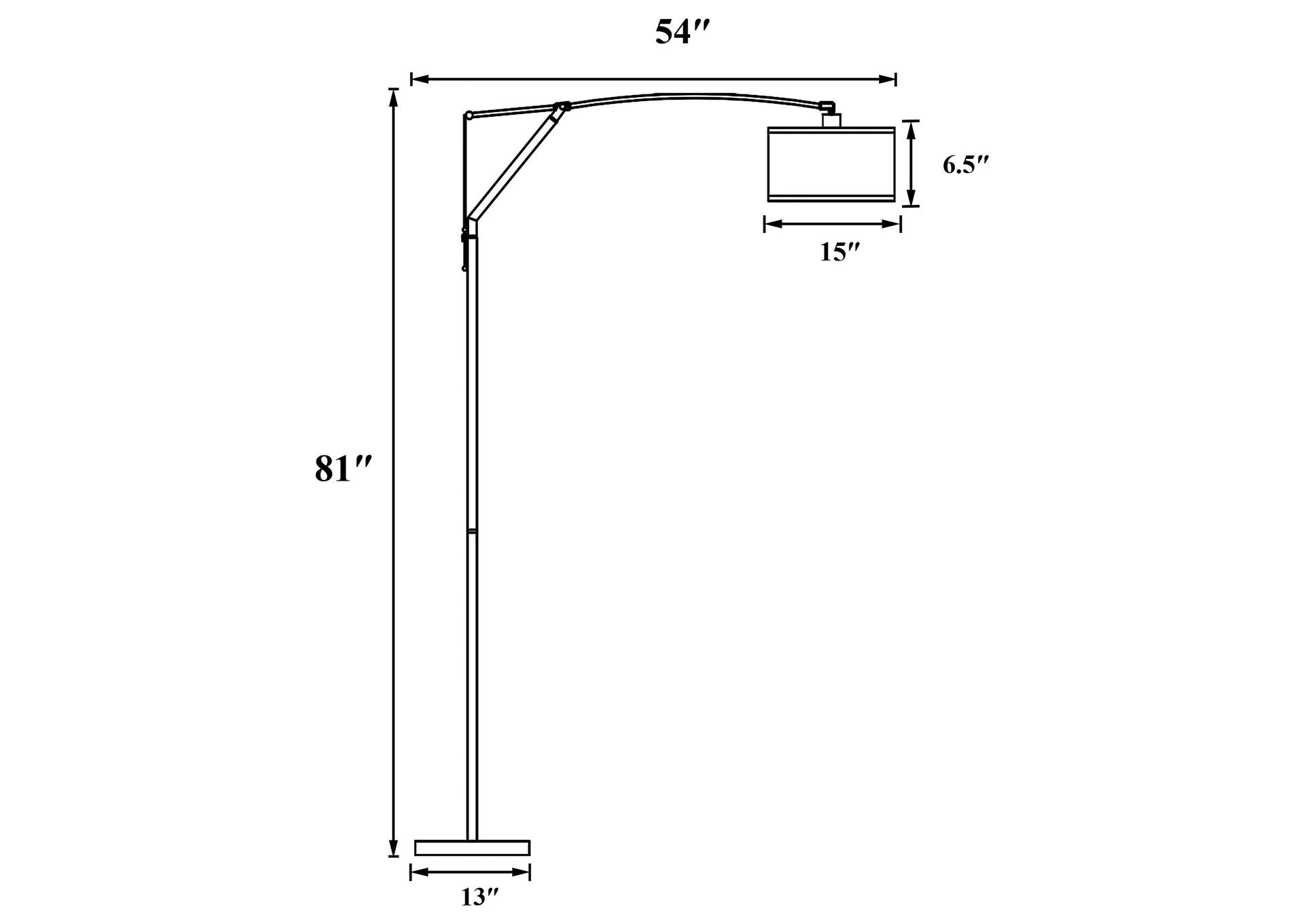 Moniz Adjustable Arched Arm Floor Lamp Chrome and White,Coaster Furniture