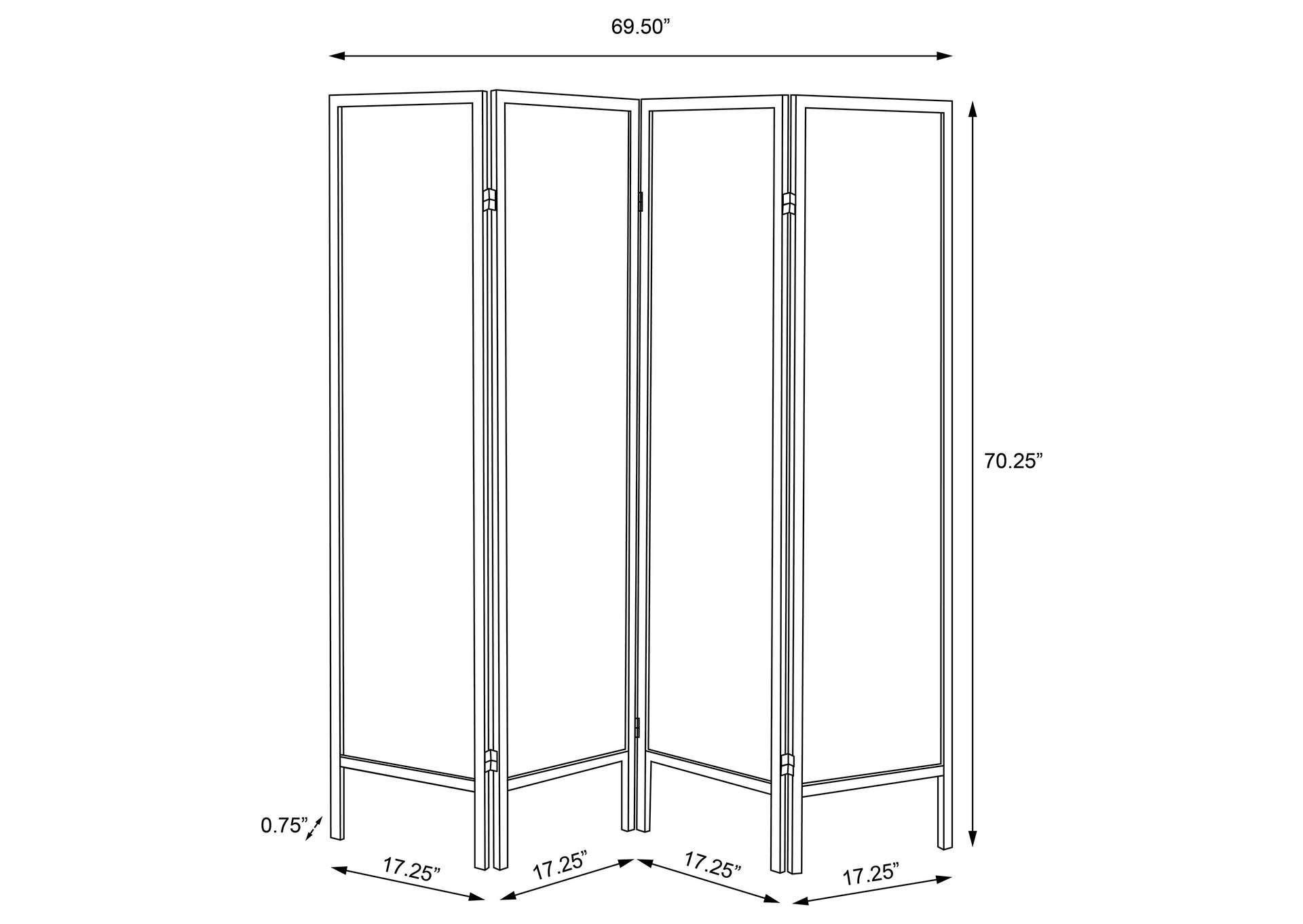 Haidera 4-panel Damask Pattern Folding Screen Black,Coaster Furniture