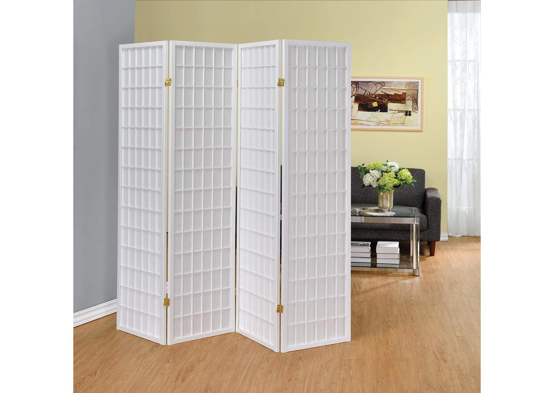 White 4 Panel Folding Screen,ABF Coaster Furniture