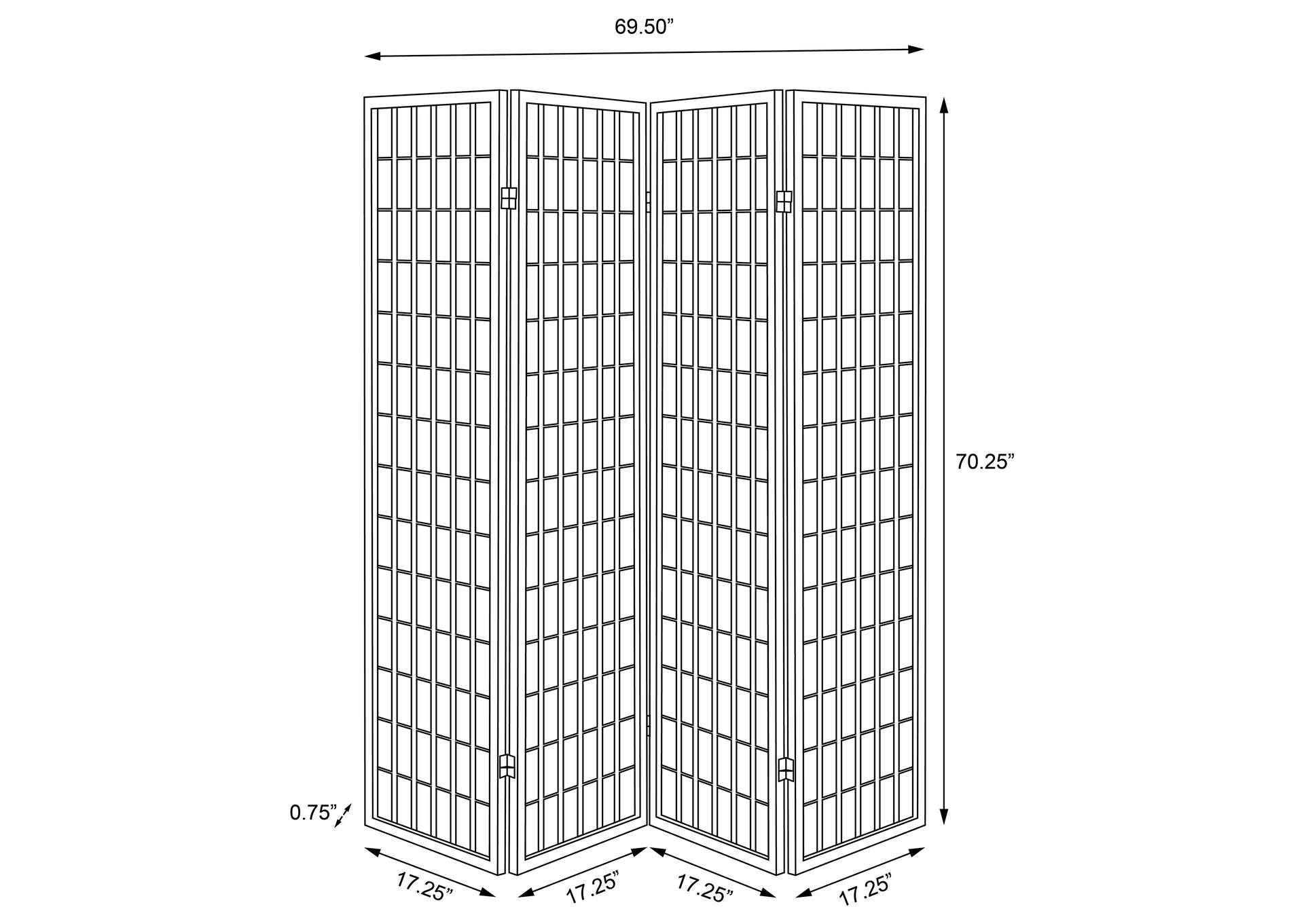 Roberto 4-panel Folding Screen White,Coaster Furniture