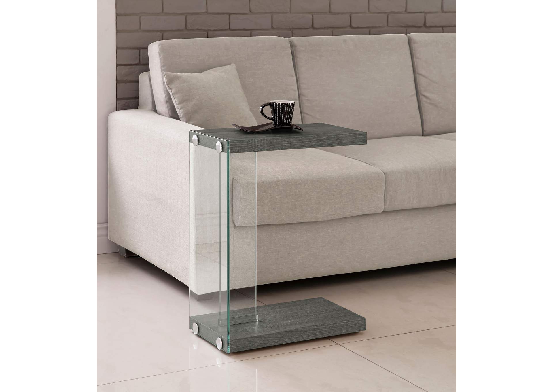 Alison Accent Table Weathered Grey and Clear,Coaster Furniture