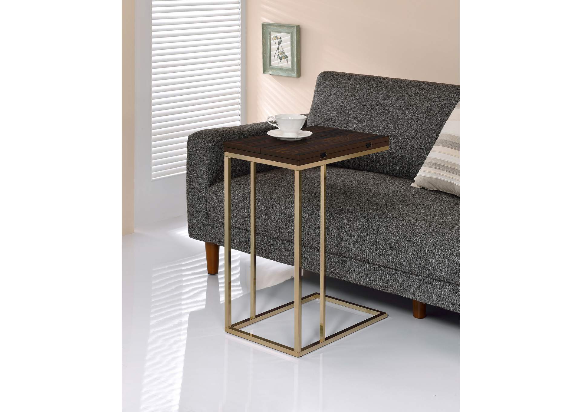 Pedro Expandable Top Accent Table Chestnut and Chrome,Coaster Furniture
