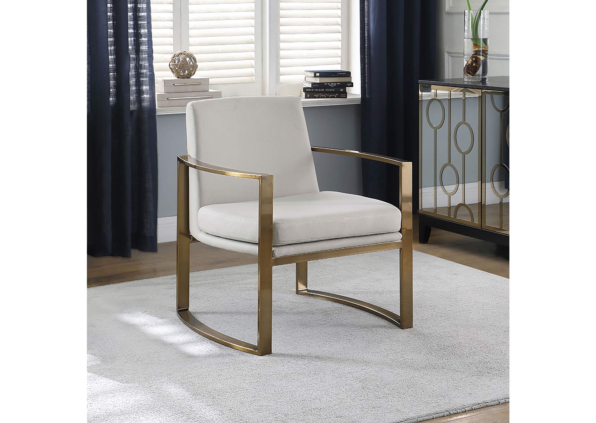 Cory Concave Metal Arm Accent Chair Cream and Bronze,Coaster Furniture