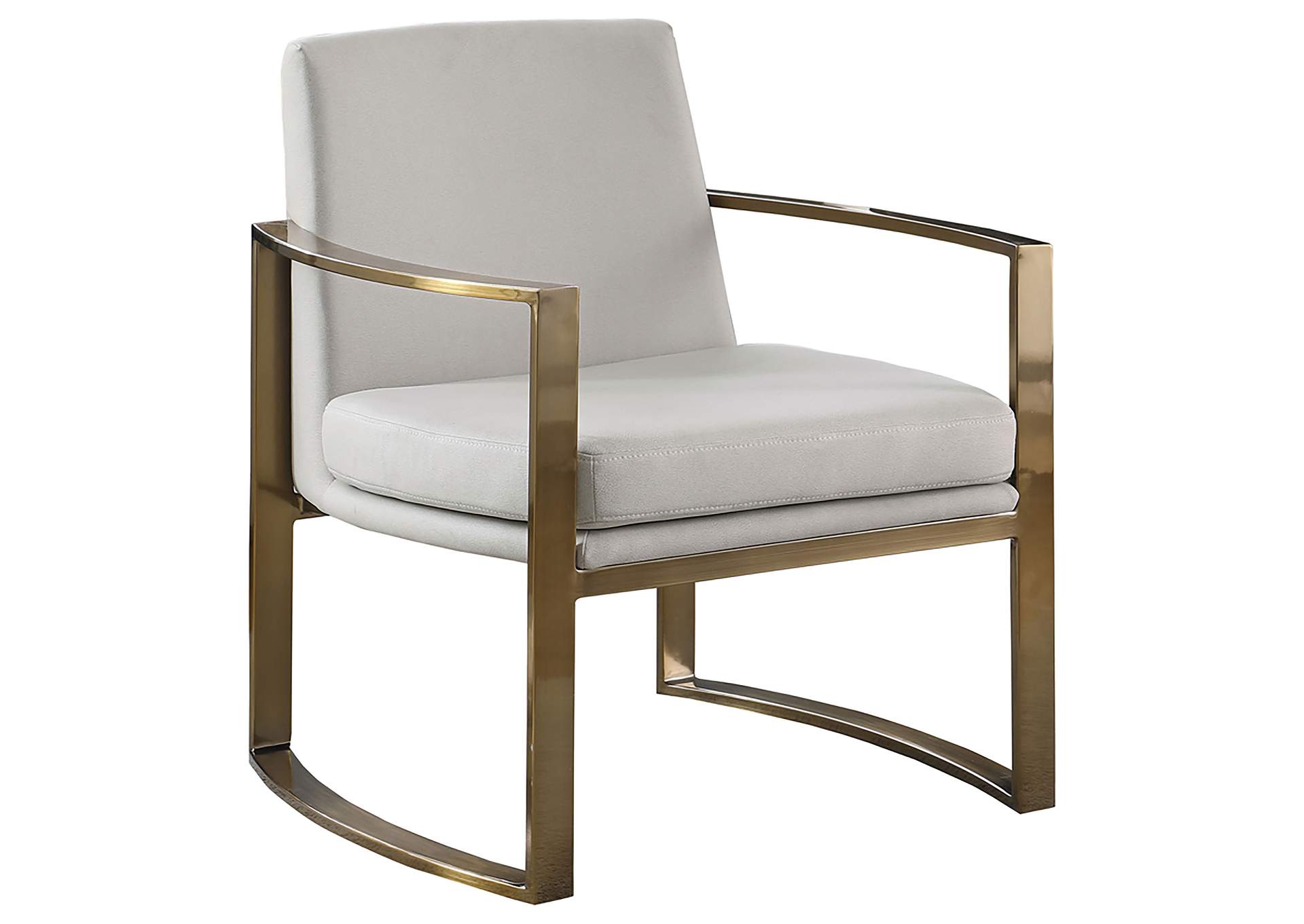 Cory Concave Metal Arm Accent Chair Cream and Bronze,Coaster Furniture