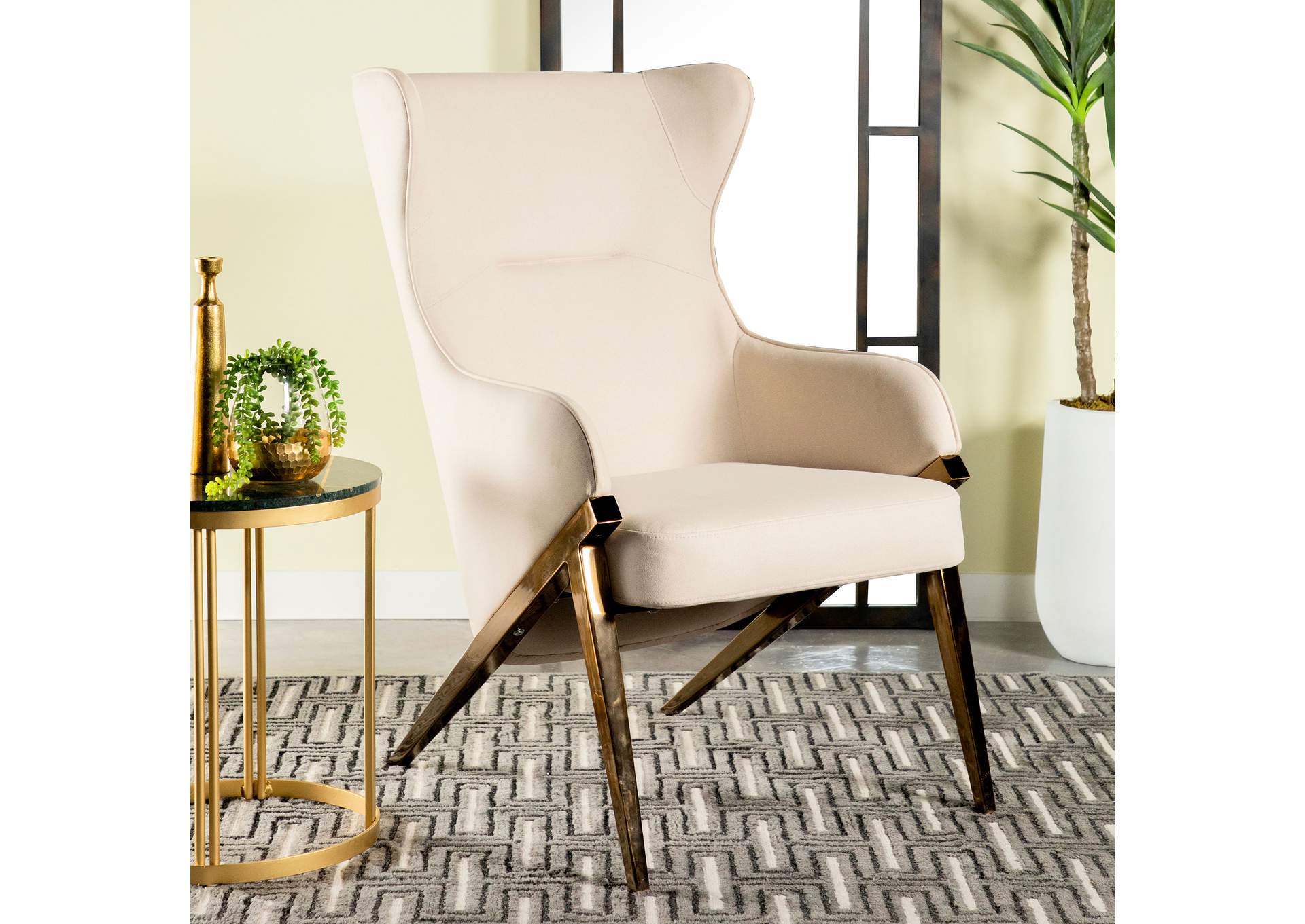 Walker Upholstered Accent Chair Cream and Bronze,Coaster Furniture