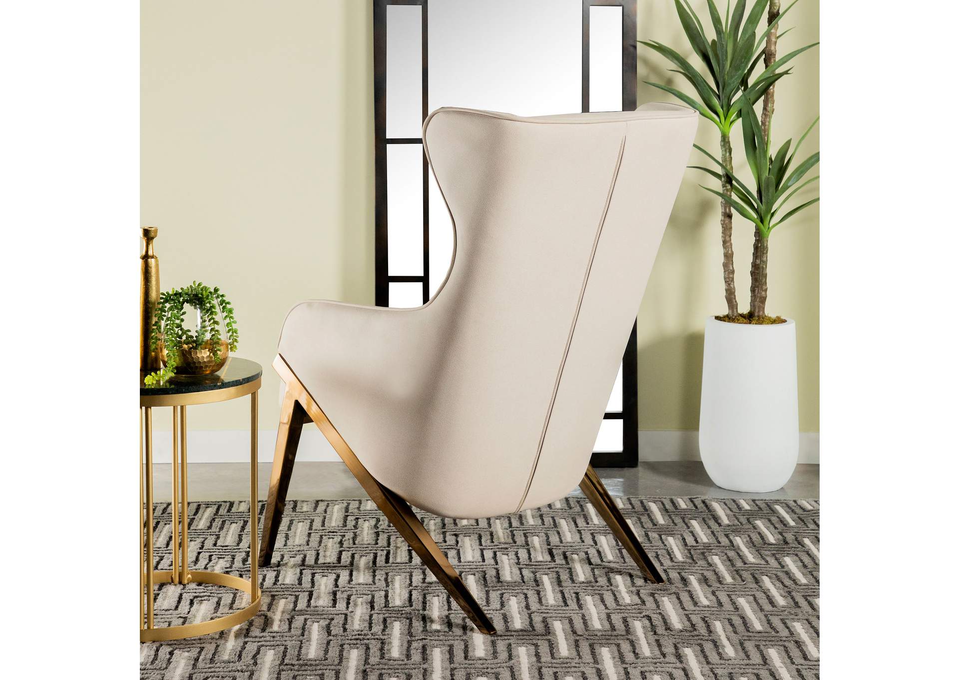 Walker Upholstered Accent Chair Cream and Bronze,Coaster Furniture