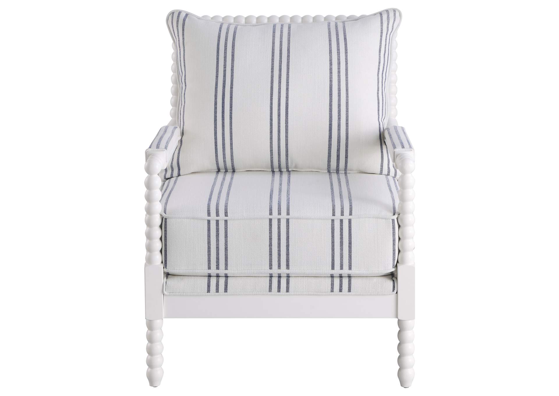 Blanchett Upholstered Accent Chair with Spindle Accent White and Navy,Coaster Furniture