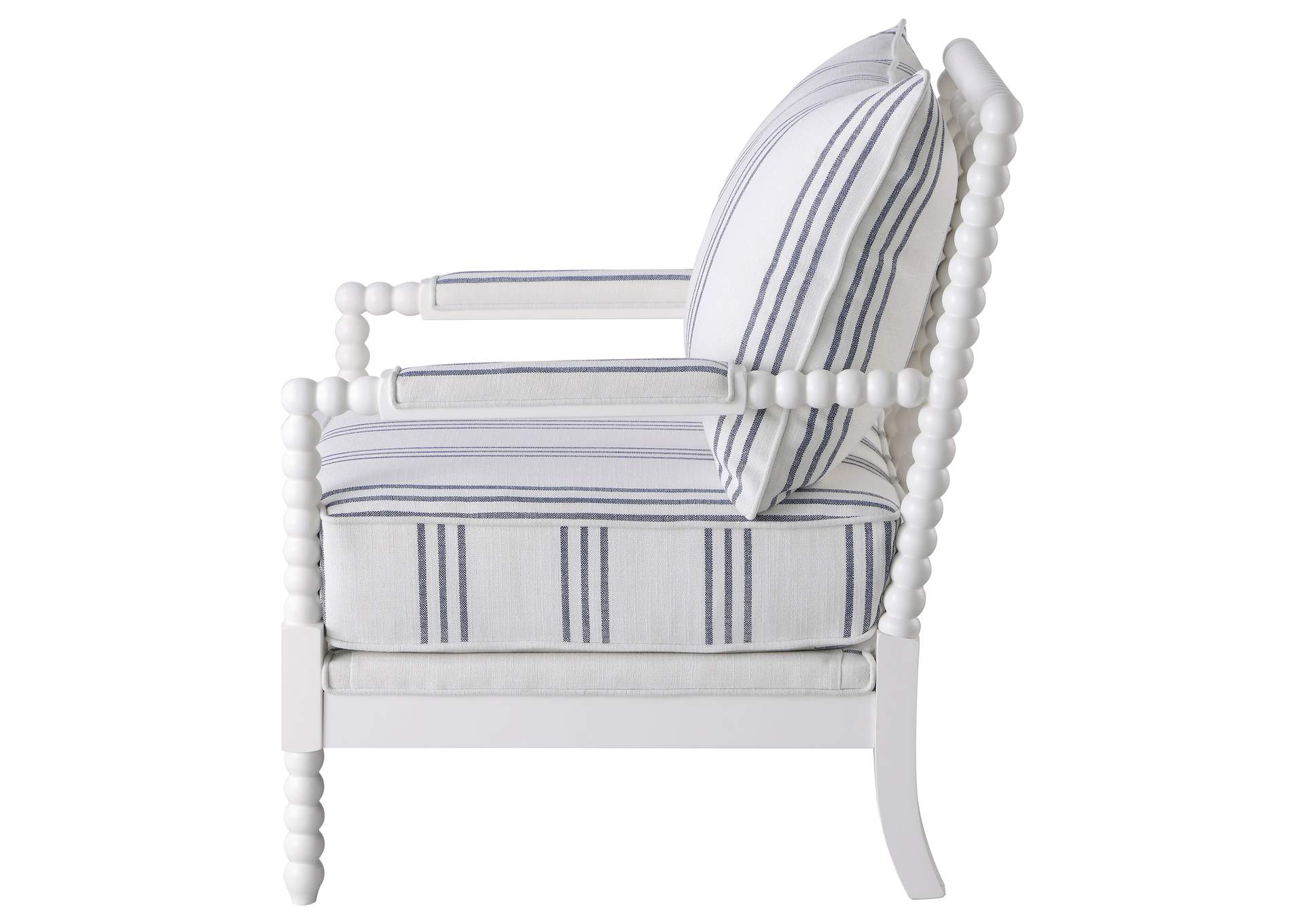 Blanchett Upholstered Accent Chair with Spindle Accent White and Navy,Coaster Furniture