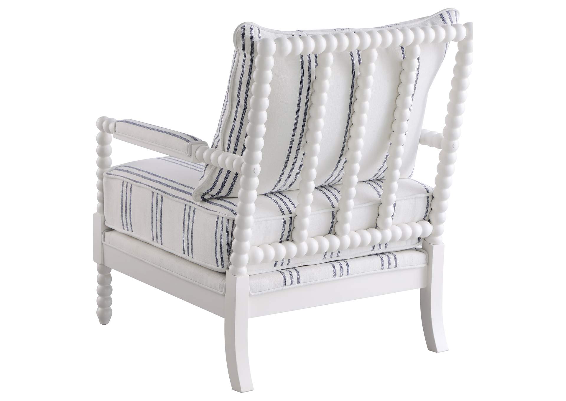 Blanchett Upholstered Accent Chair with Spindle Accent White and Navy,Coaster Furniture