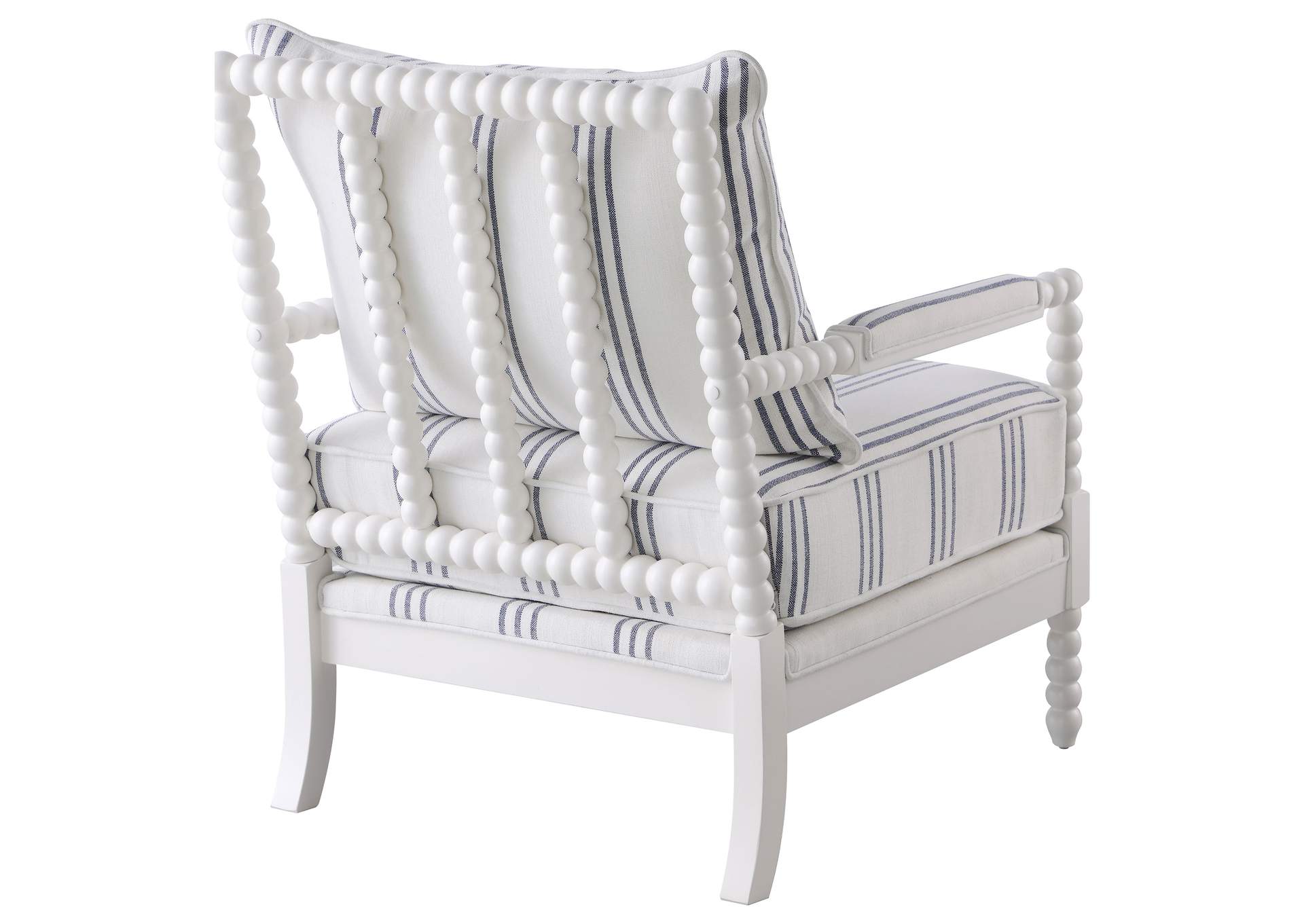 Blanchett Upholstered Accent Chair with Spindle Accent White and Navy,Coaster Furniture