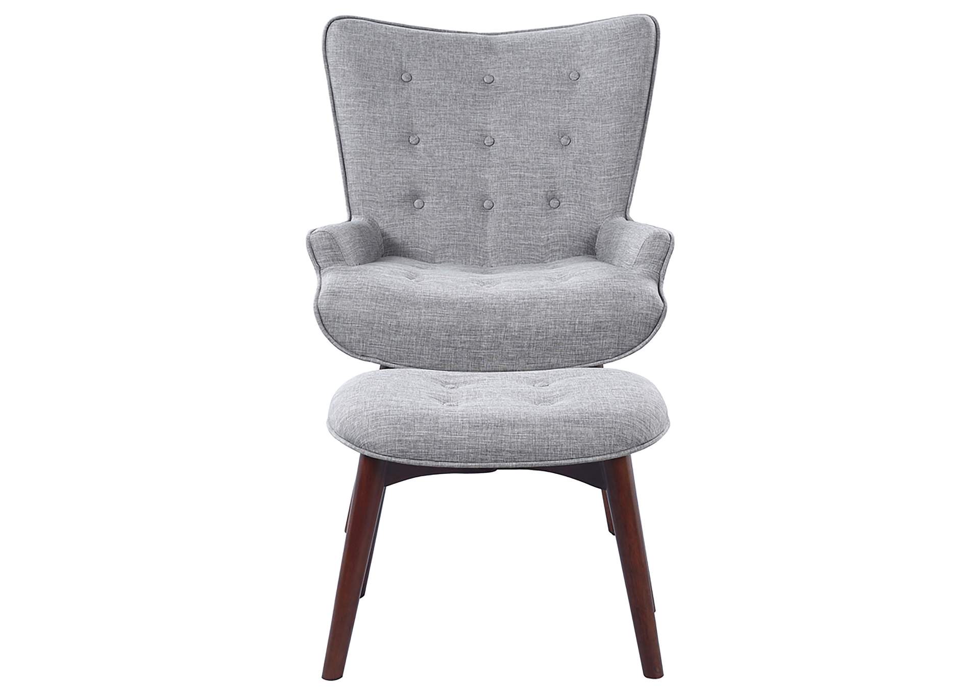 Willow Upholstered Accent Chair with Ottoman Grey and Brown,Coaster Furniture