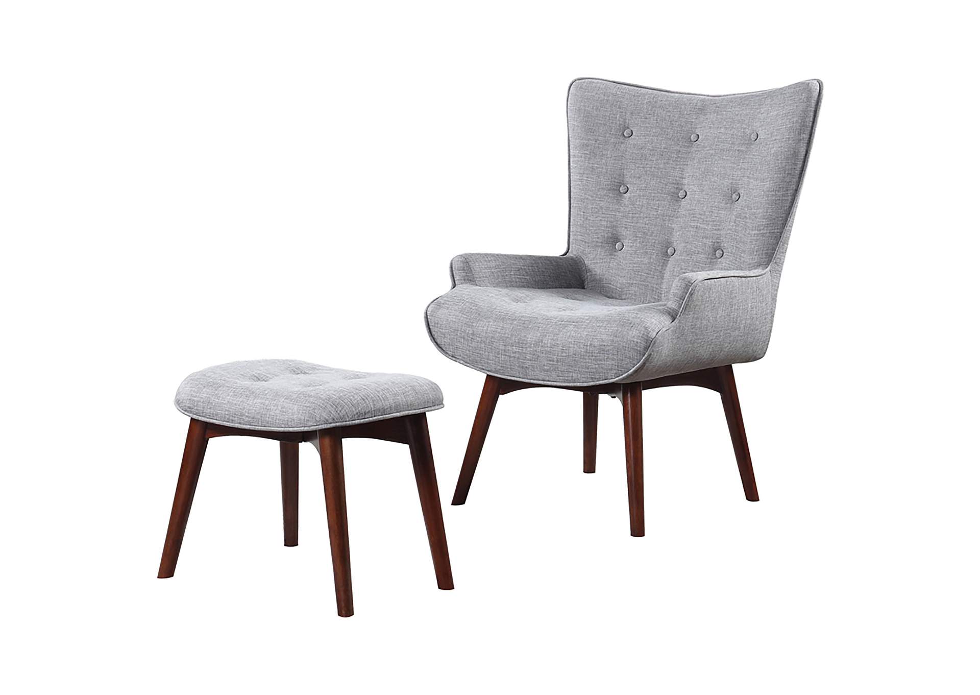 Willow Upholstered Accent Chair with Ottoman Grey and Brown,Coaster Furniture