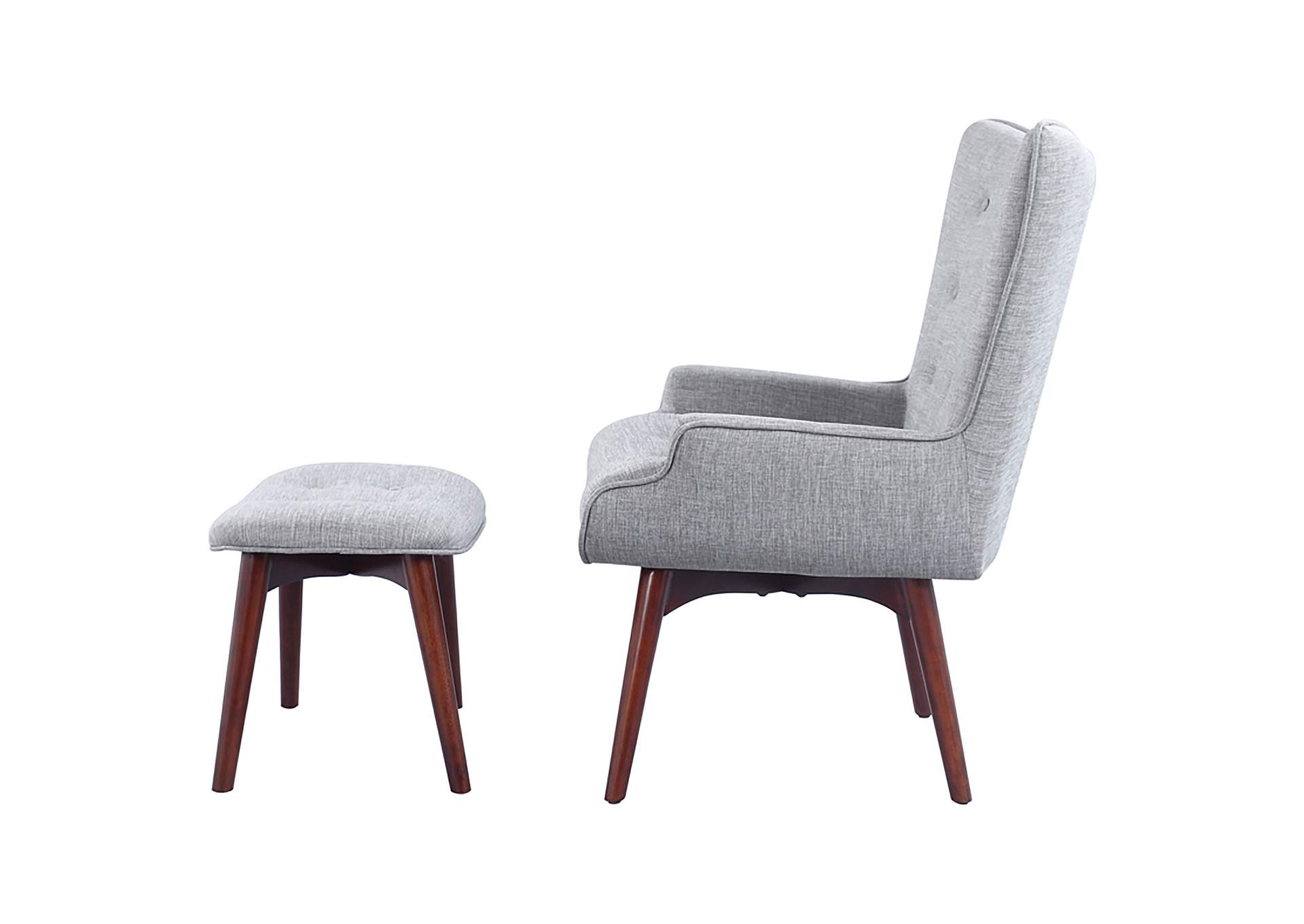 Willow Upholstered Accent Chair with Ottoman Grey and Brown,Coaster Furniture