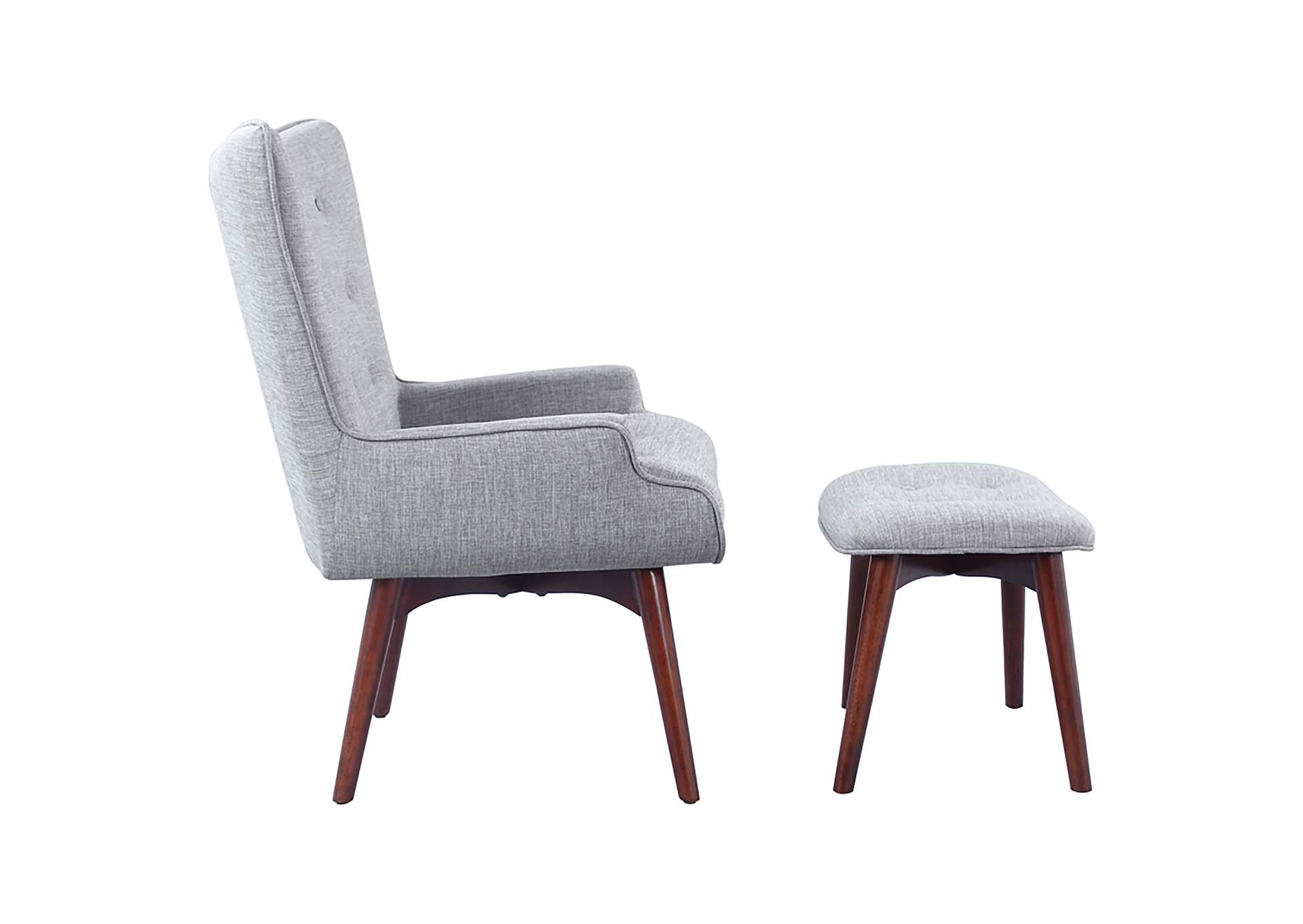 Willow Upholstered Accent Chair with Ottoman Grey and Brown,Coaster Furniture