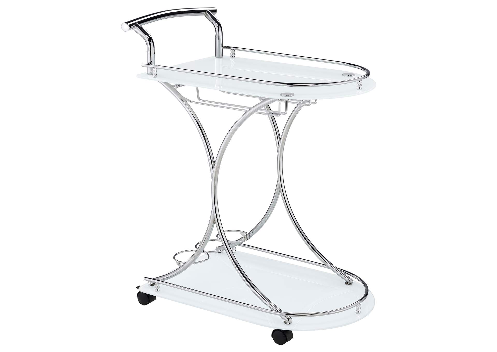 Elfman 2-shelve Serving Cart Chrome and White,Coaster Furniture