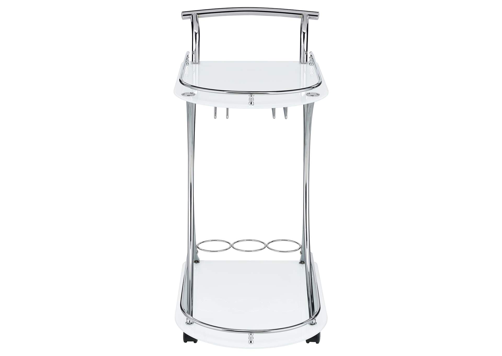 Elfman 2-shelve Serving Cart Chrome and White,Coaster Furniture