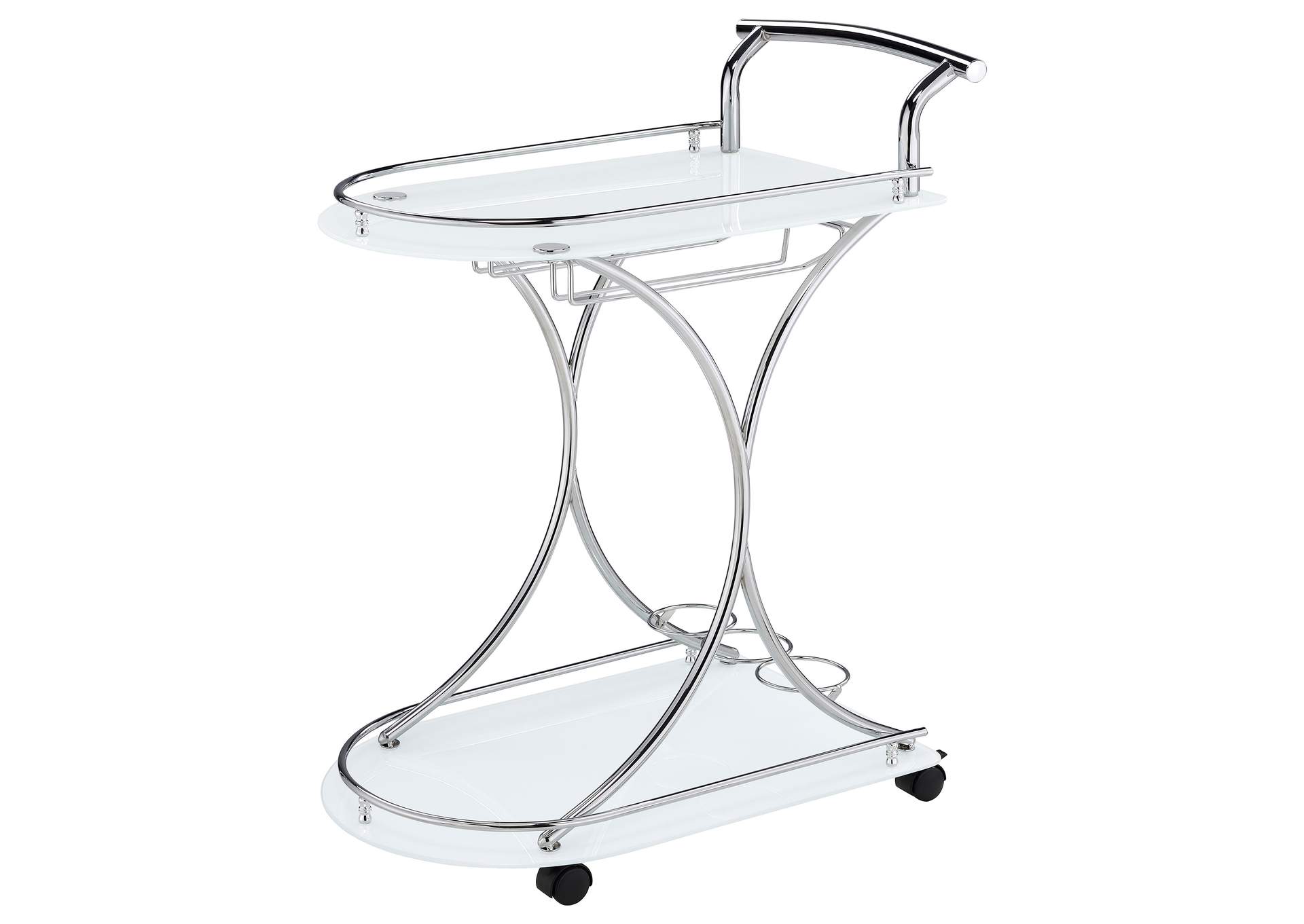 Elfman 2-shelve Serving Cart Chrome and White,Coaster Furniture