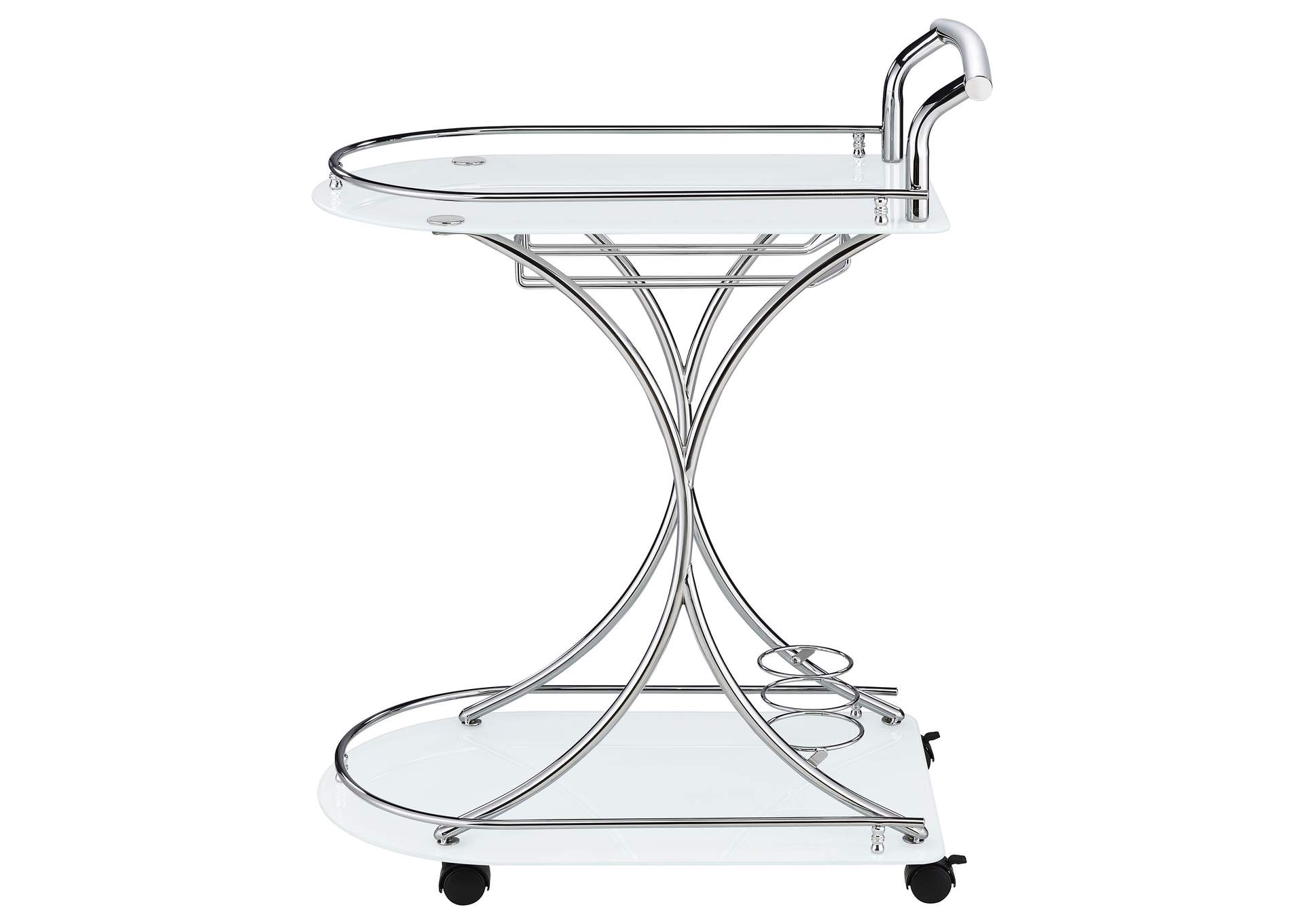 Elfman 2-shelve Serving Cart Chrome and White,Coaster Furniture