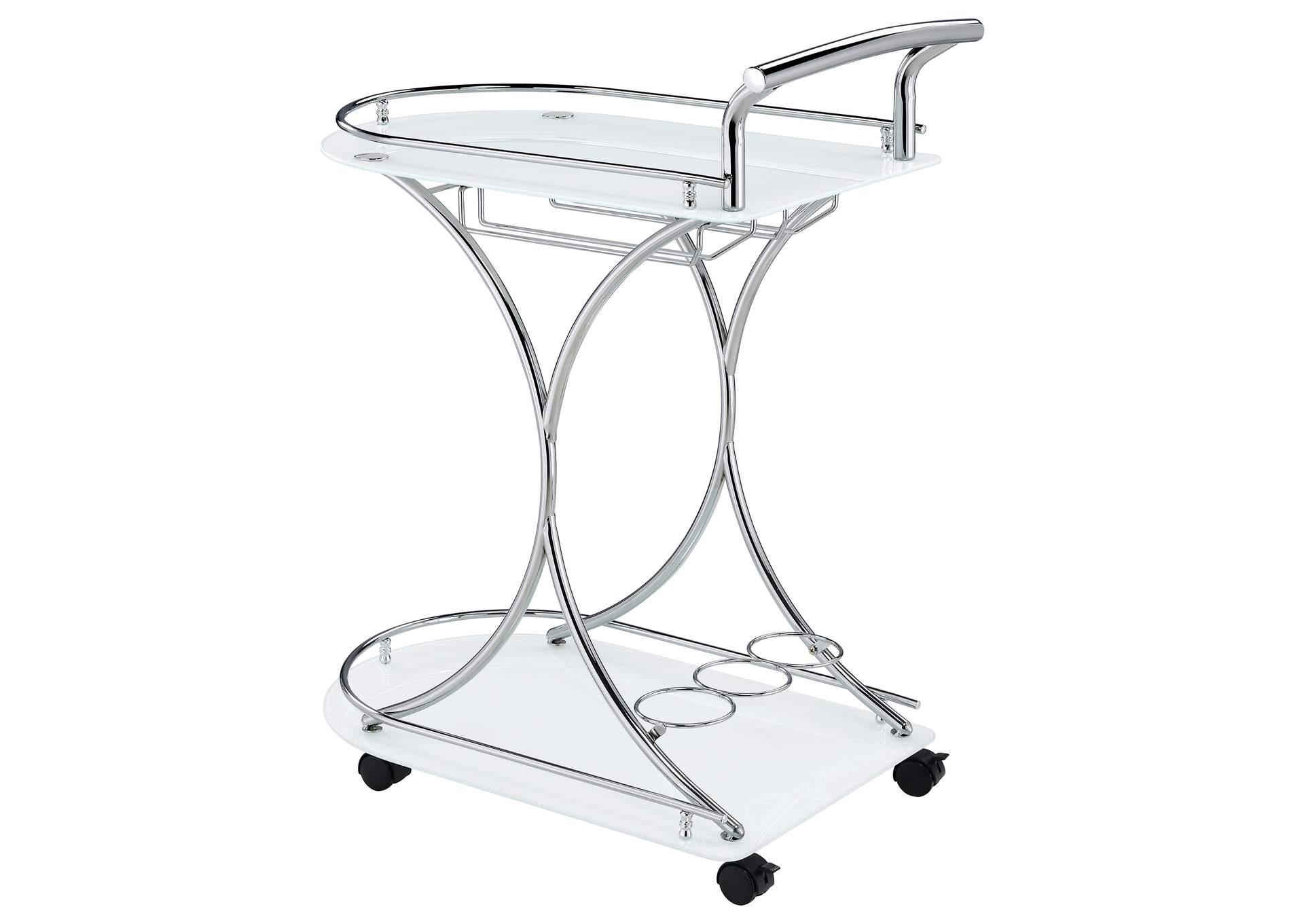 Elfman 2-shelve Serving Cart Chrome and White,Coaster Furniture