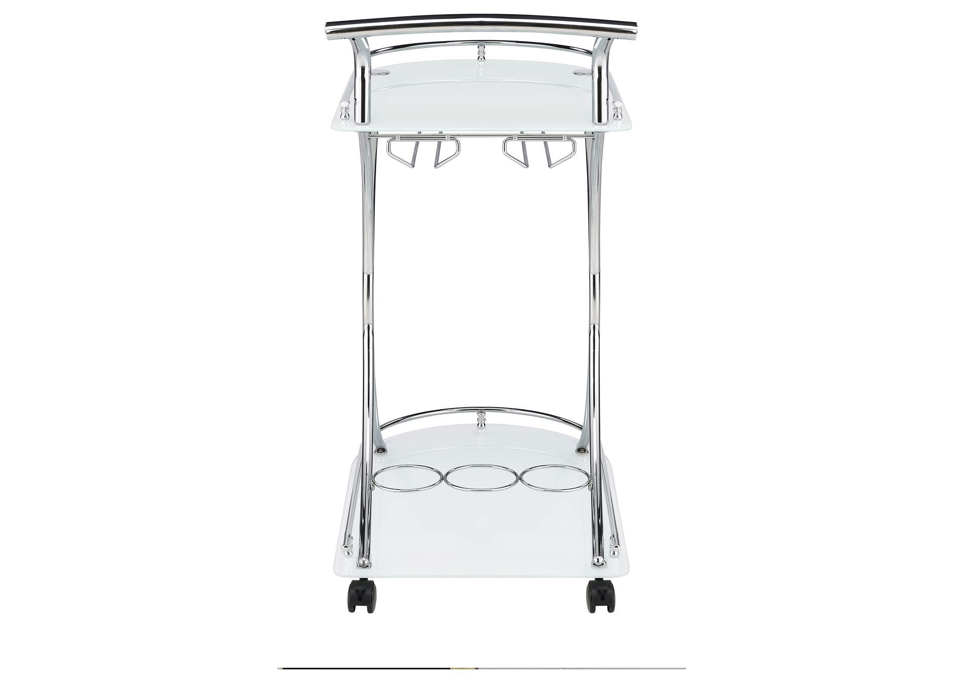 Elfman 2-shelve Serving Cart Chrome and White,Coaster Furniture