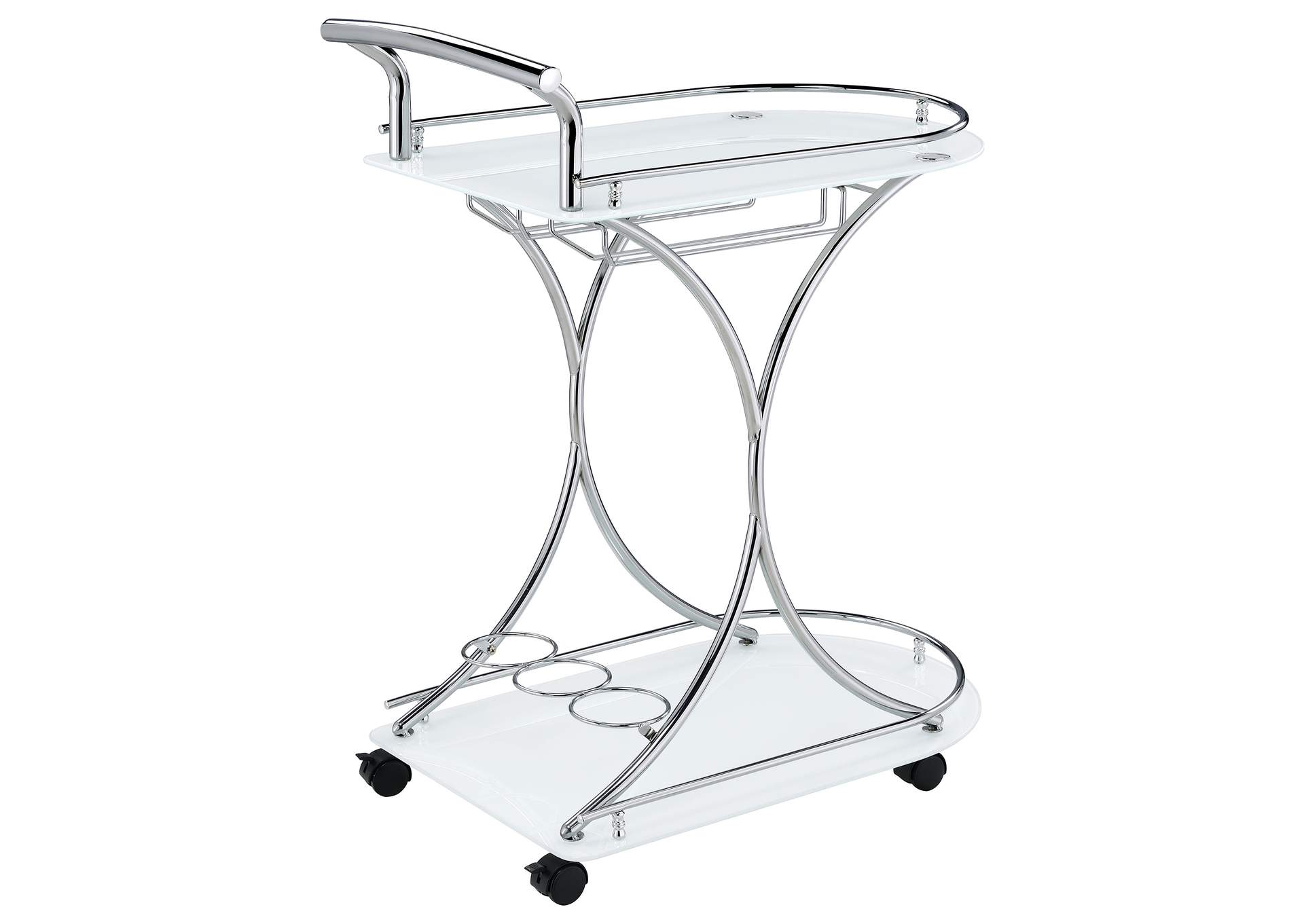 Elfman 2-shelve Serving Cart Chrome and White,Coaster Furniture