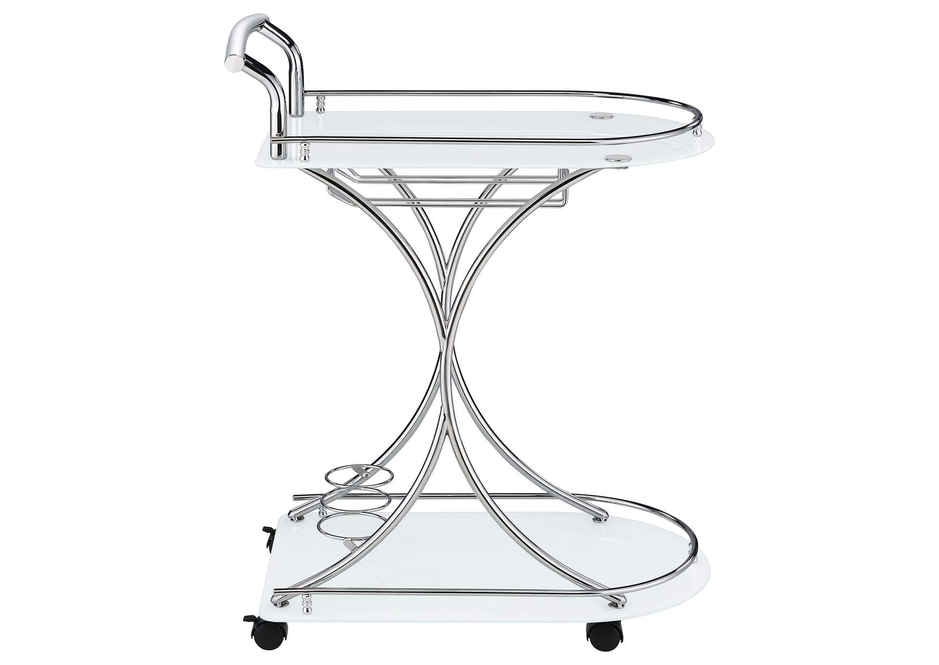 Elfman 2-shelve Serving Cart Chrome and White,Coaster Furniture