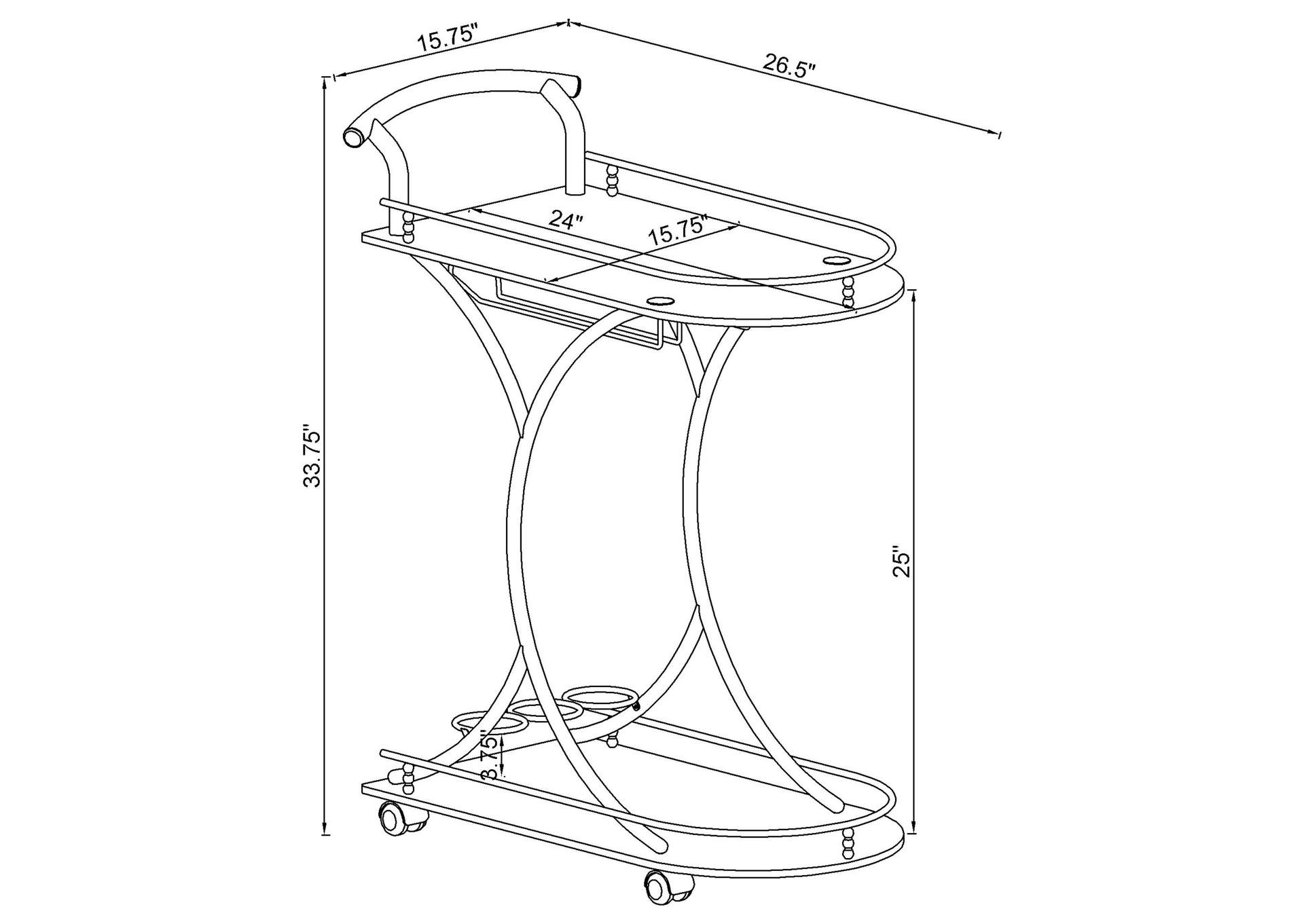 Elfman 2-shelve Serving Cart Chrome and White,Coaster Furniture