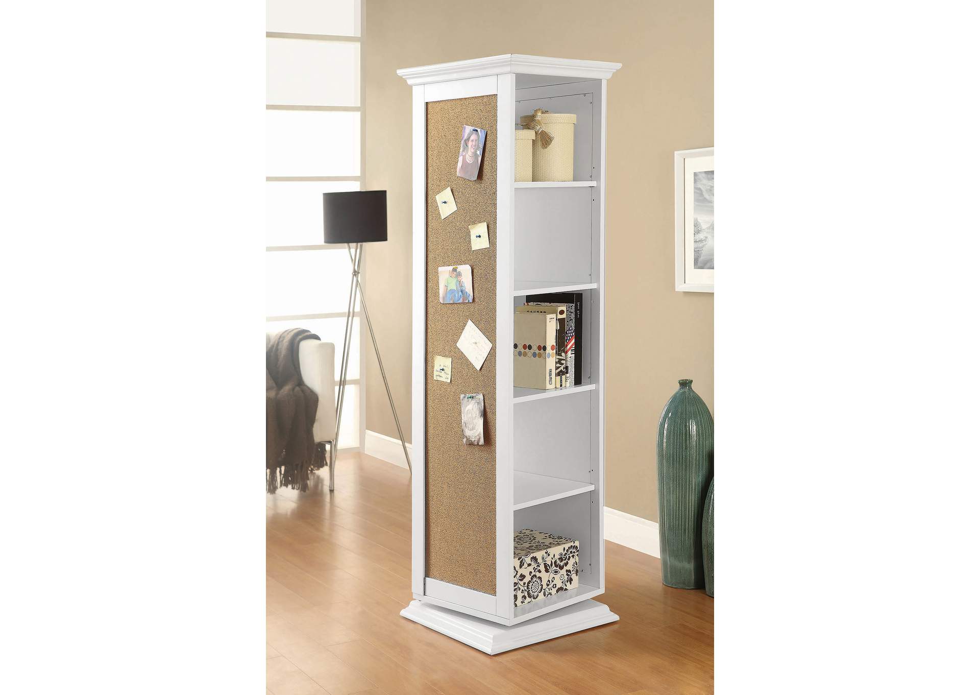 Robinsons Swivel Accent Cabinet with Cork Board White,Coaster Furniture