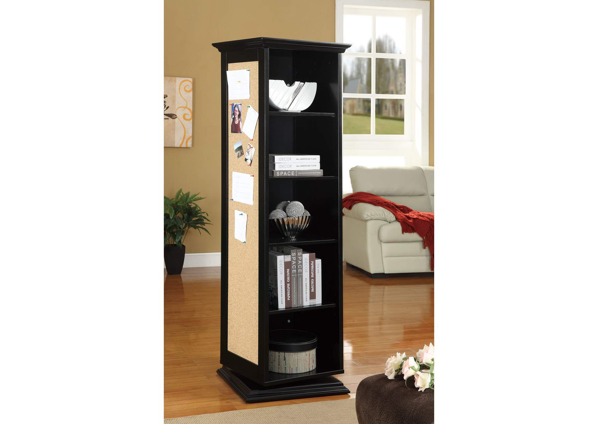 Robinsons Swivel Accent Cabinet with Cork Board Black,Coaster Furniture