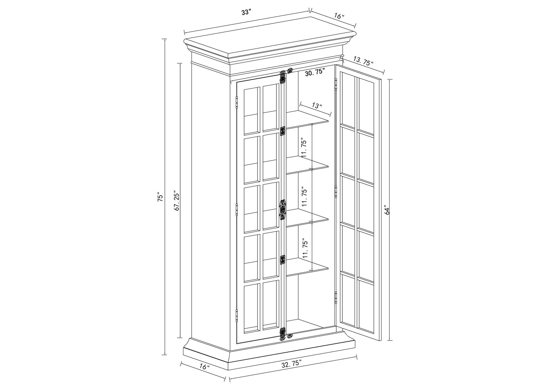 Toni 2-door Tall Cabinet Antique White,Coaster Furniture