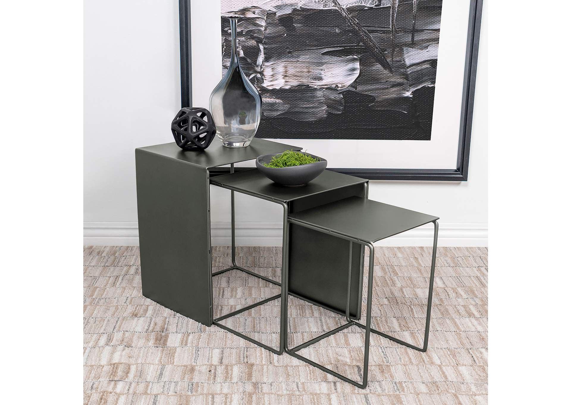 Imez 3-piece Rectangular Metal Nesting Table Grey,Coaster Furniture