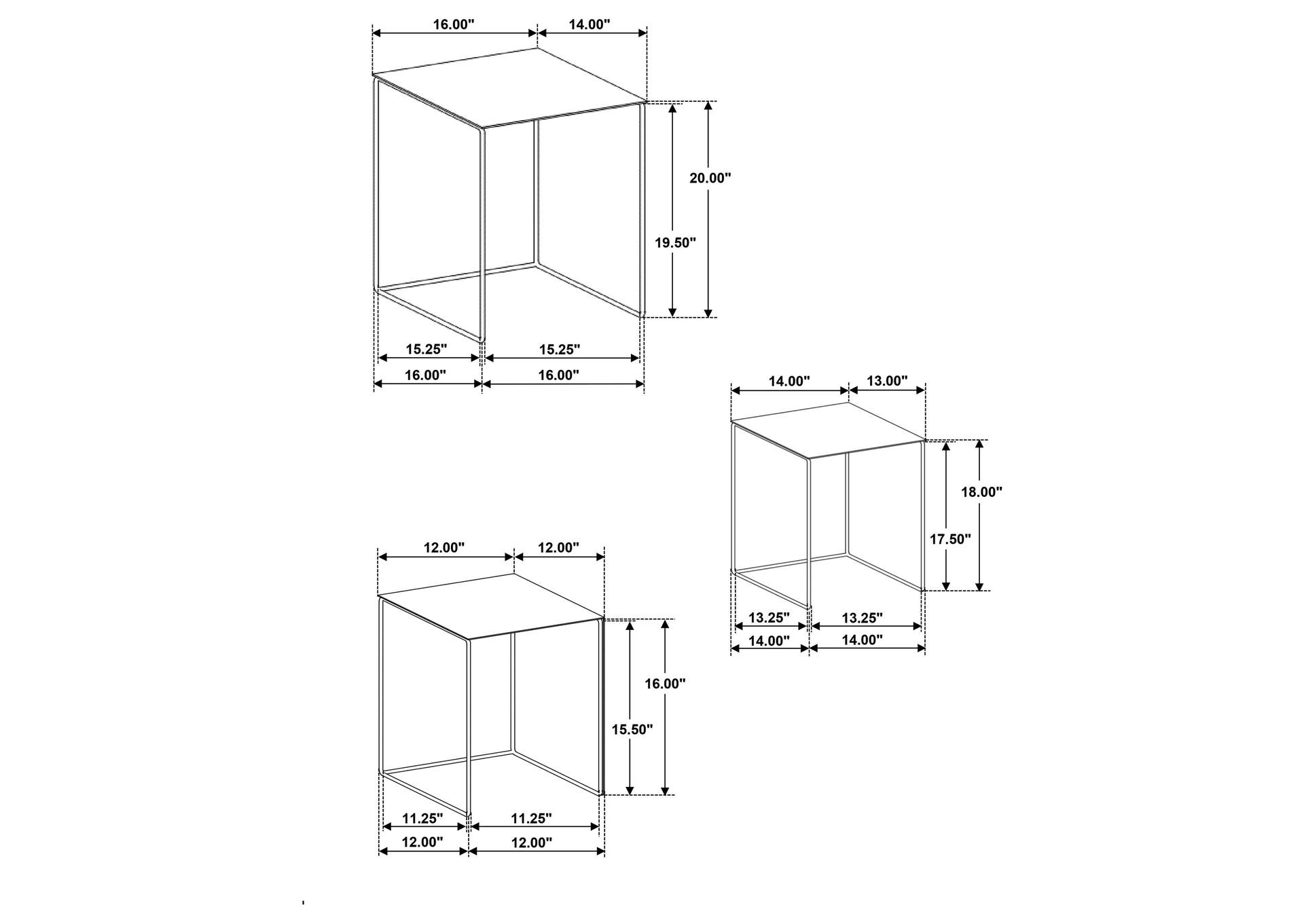 Imez 3-piece Rectangular Metal Nesting Table Grey,Coaster Furniture