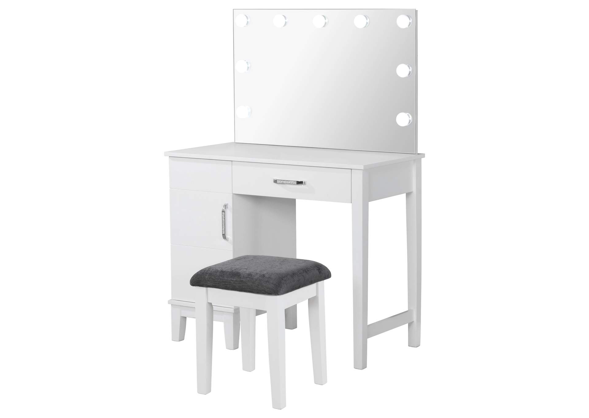 Elijah Vanity Set with LED Lights White and Dark Grey,Coaster Furniture