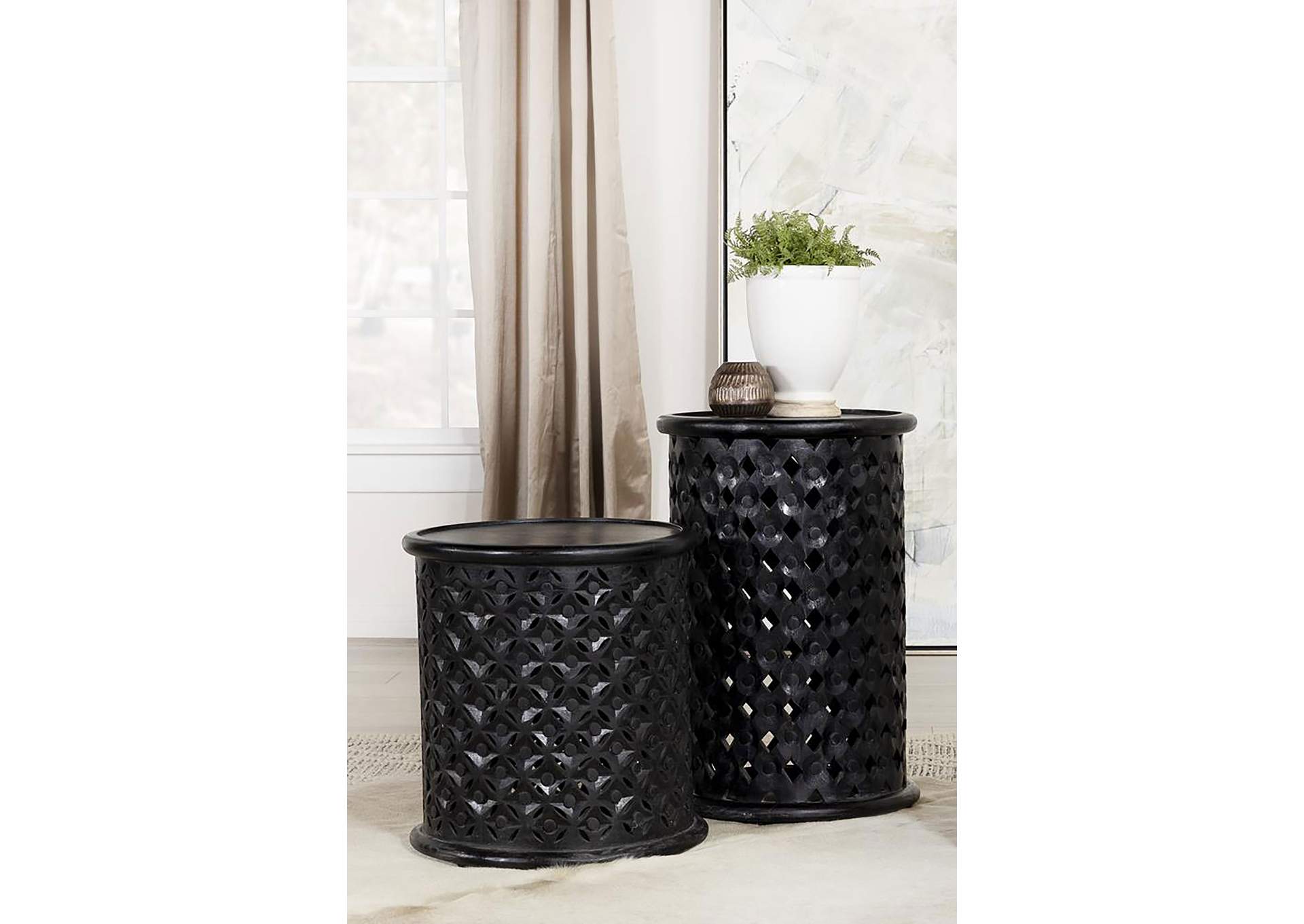 Krish 18-inch Round Accent Table Black Stain,Coaster Furniture