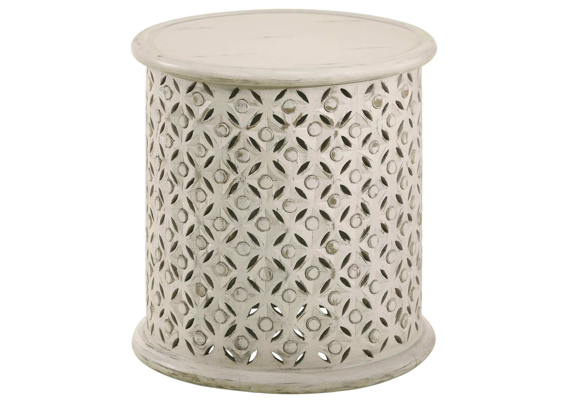 Krish 18-inch Round Accent Table White Washed,Coaster Furniture