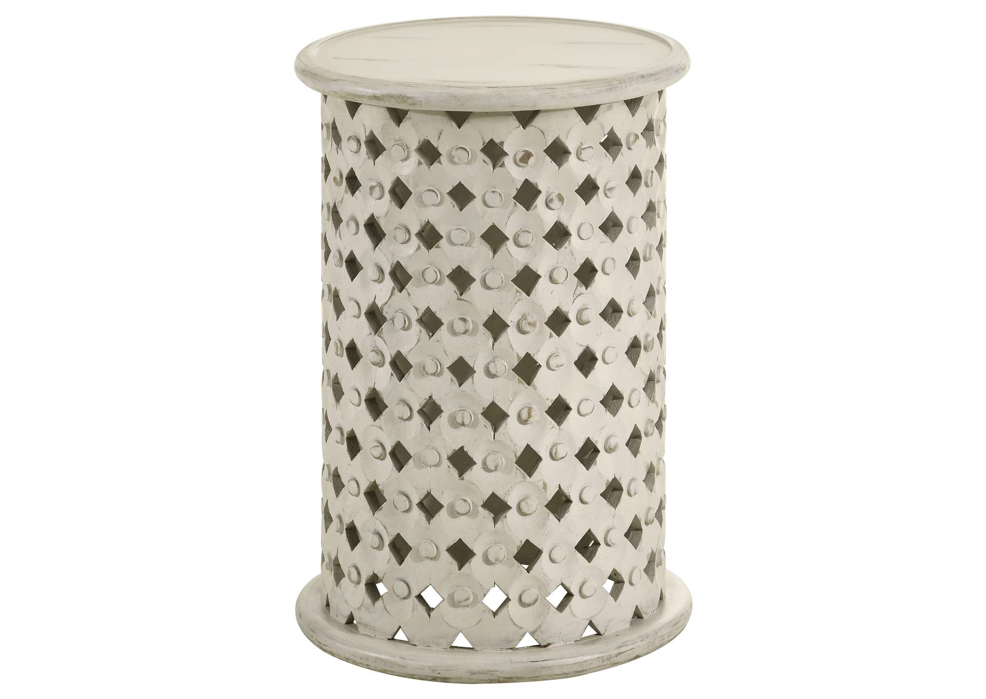 Krish 24-inch Round Accent Table White Washed,Coaster Furniture