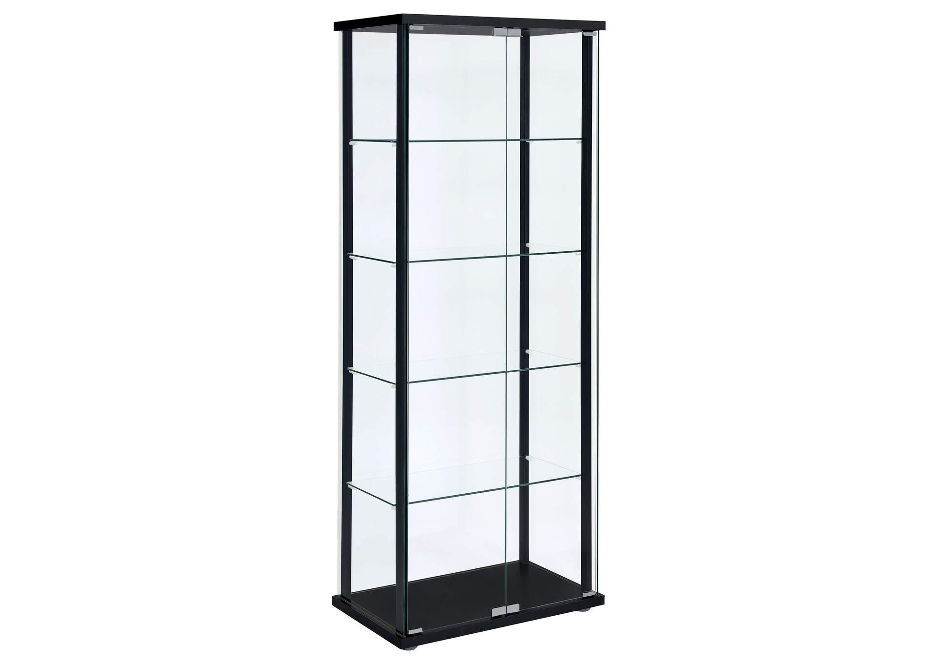 Delphinium 5-shelf Glass Curio Cabinet Black and Clear,Coaster Furniture