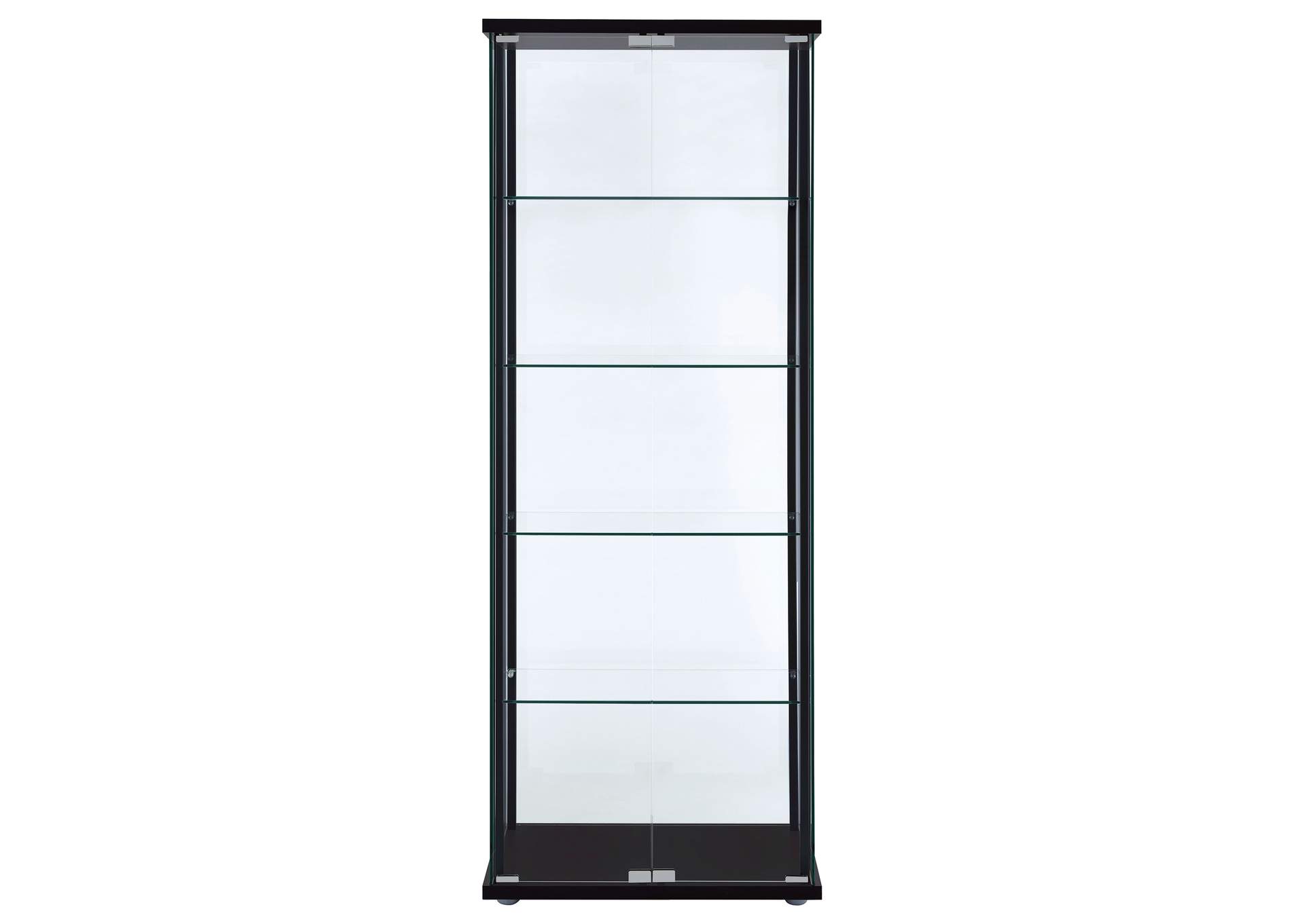 Delphinium 5-shelf Glass Curio Cabinet Black and Clear,Coaster Furniture