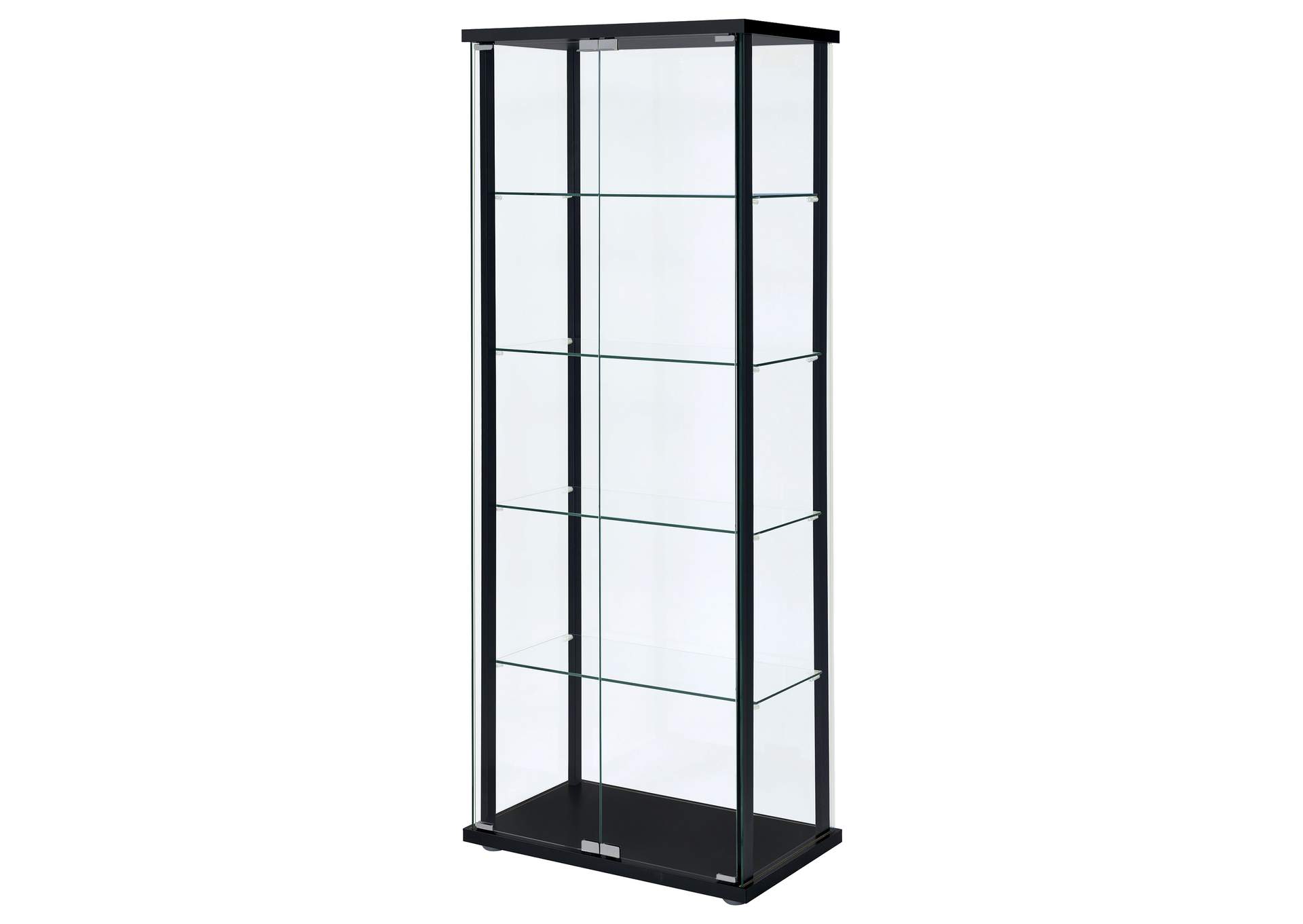 Delphinium 5-shelf Glass Curio Cabinet Black and Clear,Coaster Furniture