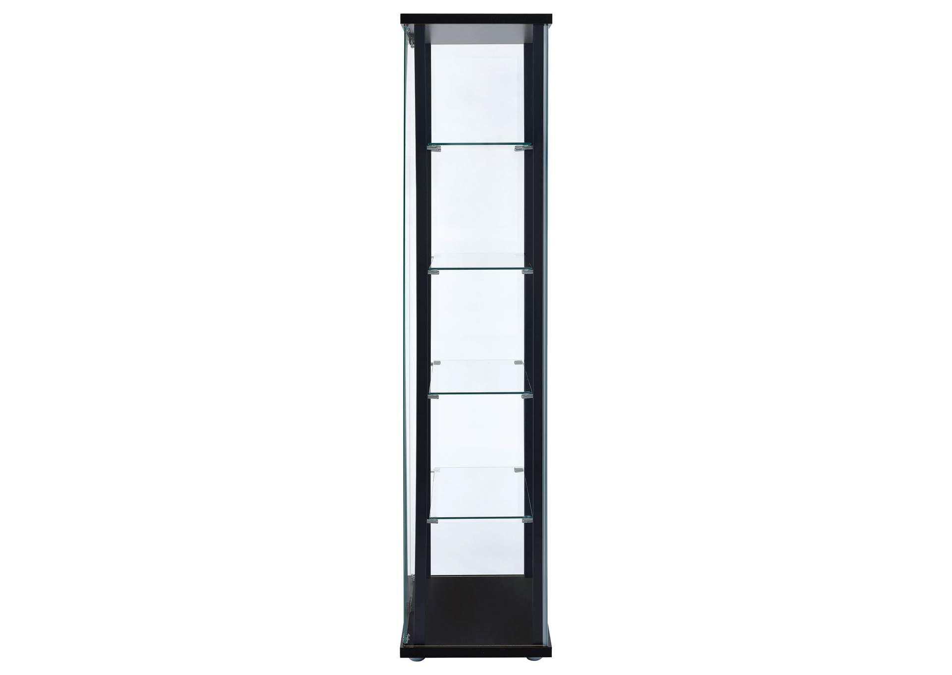 Delphinium 5-shelf Glass Curio Cabinet Black and Clear,Coaster Furniture