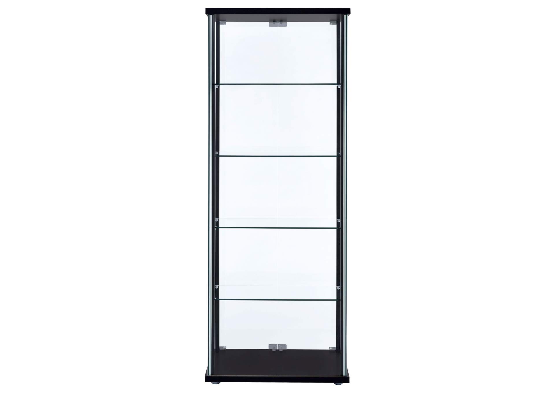 Delphinium 5-shelf Glass Curio Cabinet Black and Clear,Coaster Furniture