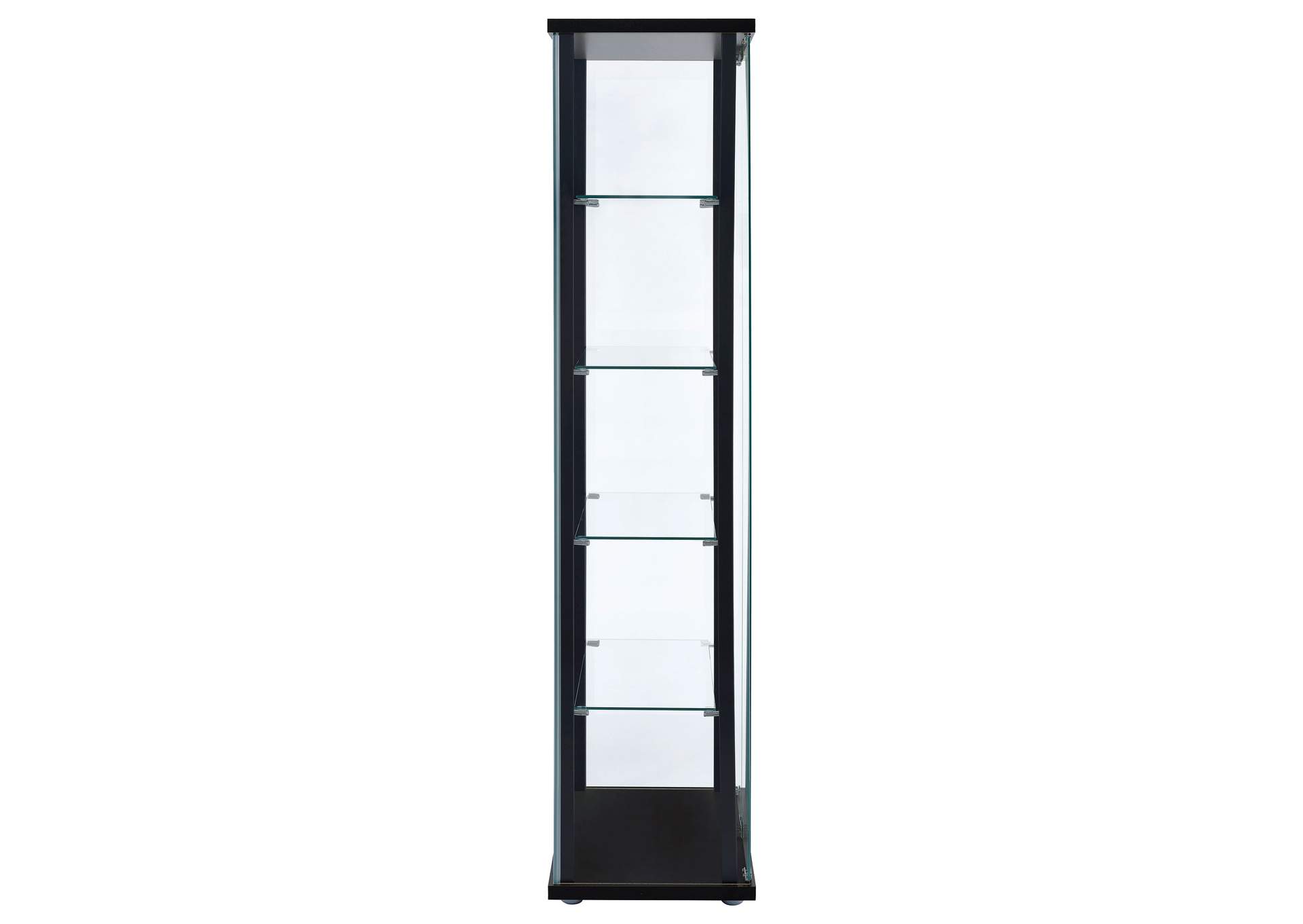 Delphinium 5-shelf Glass Curio Cabinet Black and Clear,Coaster Furniture