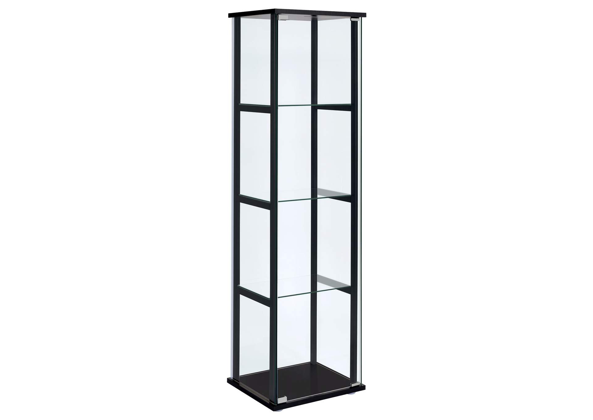 Cyclamen 4-shelf Glass Curio Cabinet Black and Clear,Coaster Furniture