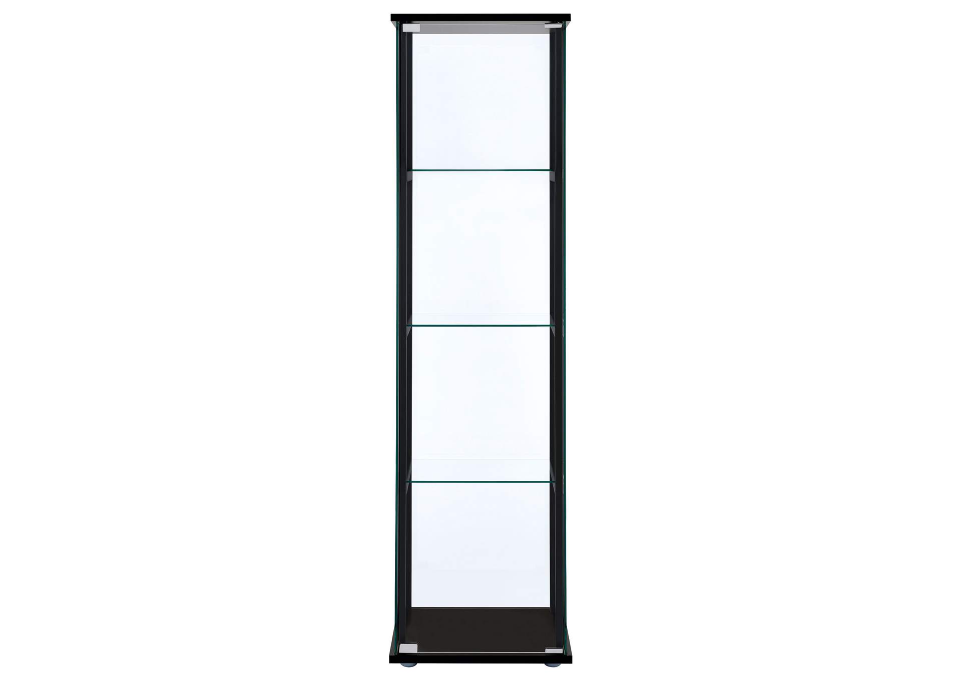 Cyclamen 4-shelf Glass Curio Cabinet Black and Clear,Coaster Furniture