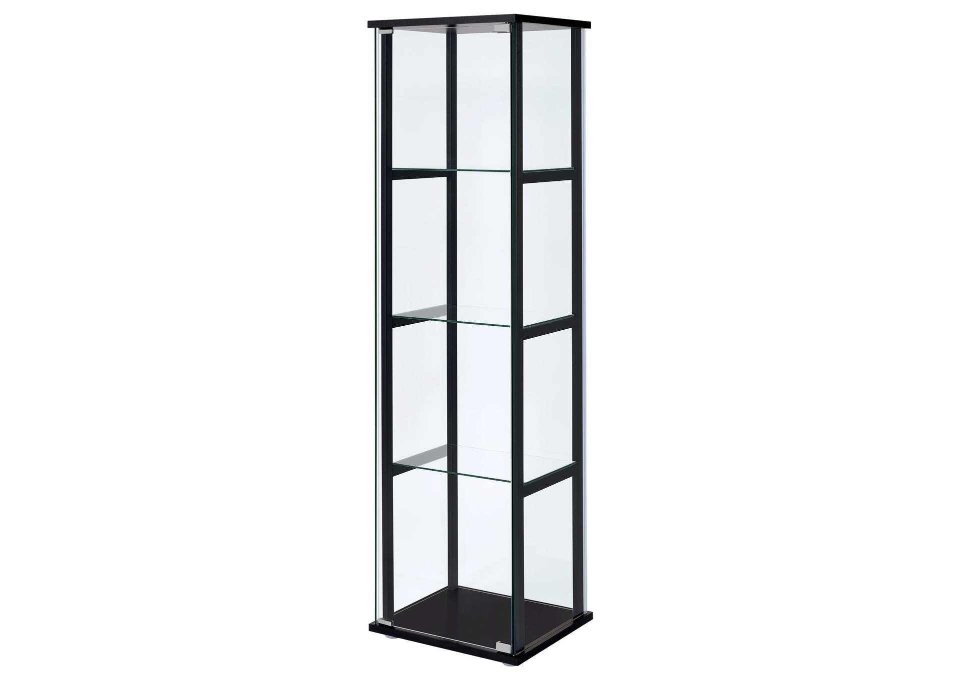 Cyclamen 4-shelf Glass Curio Cabinet Black and Clear,Coaster Furniture