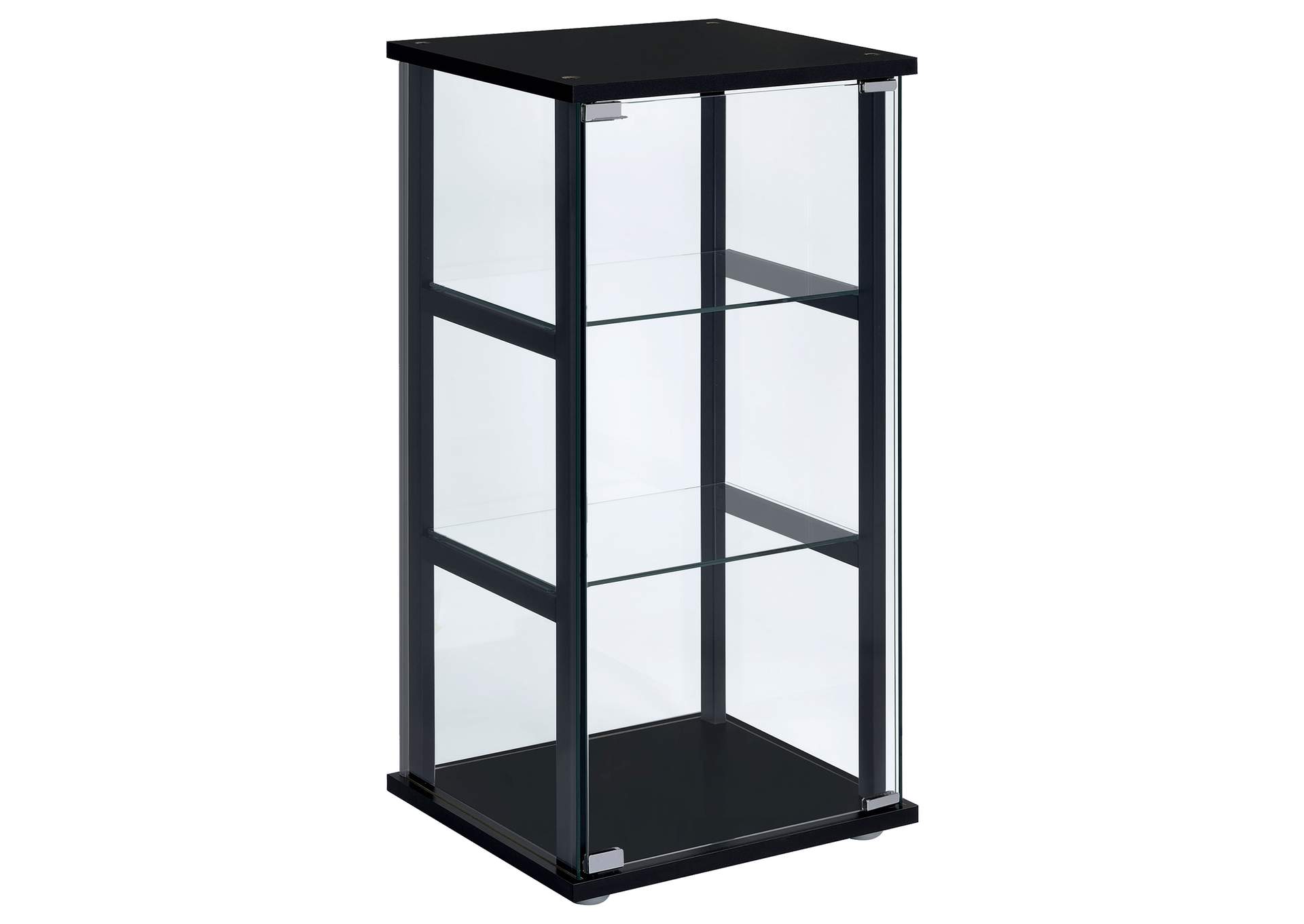 Cyclamen 3-shelf Glass Curio Cabinet Black and Clear,Coaster Furniture