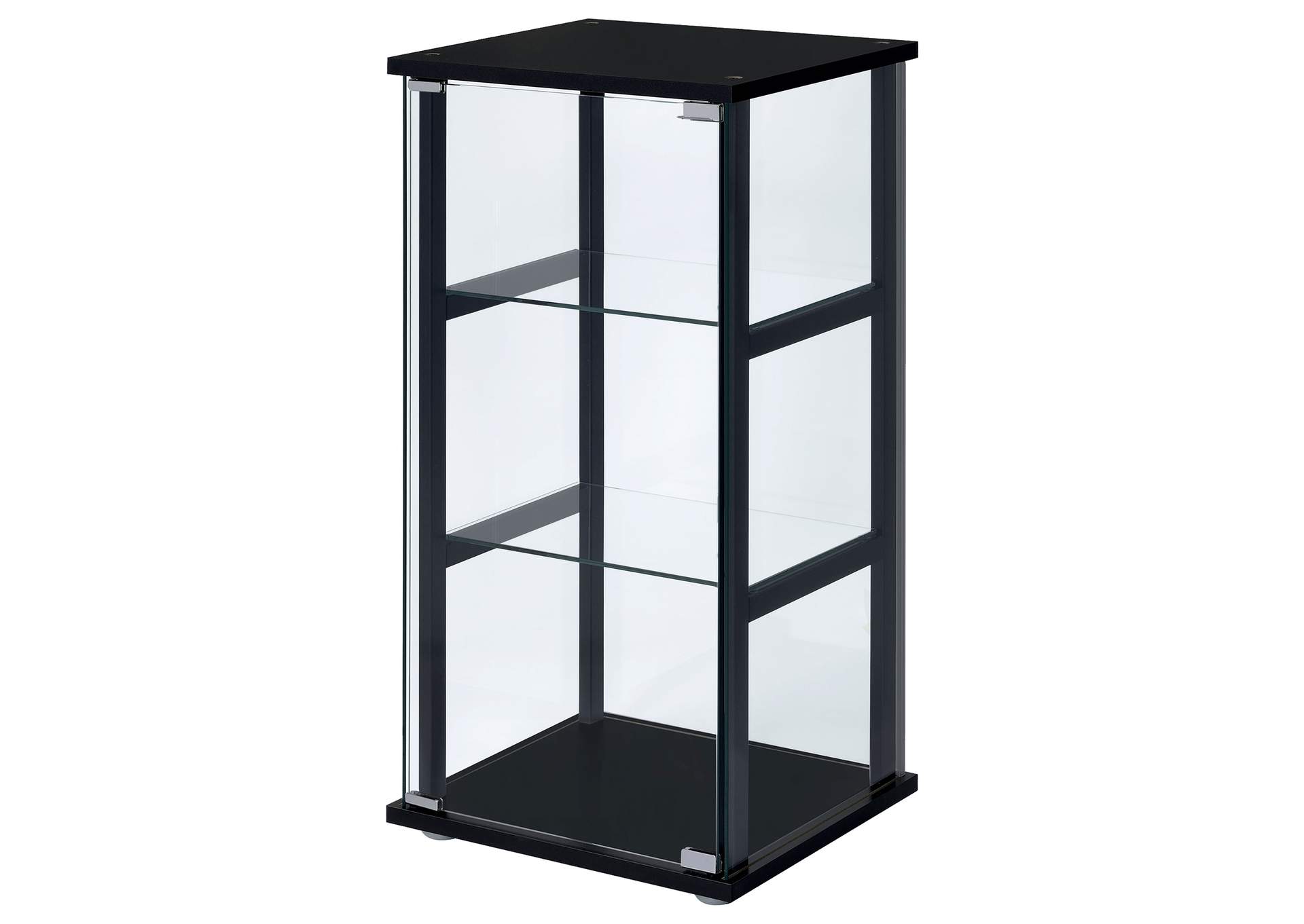 Cyclamen 3-shelf Glass Curio Cabinet Black and Clear,Coaster Furniture