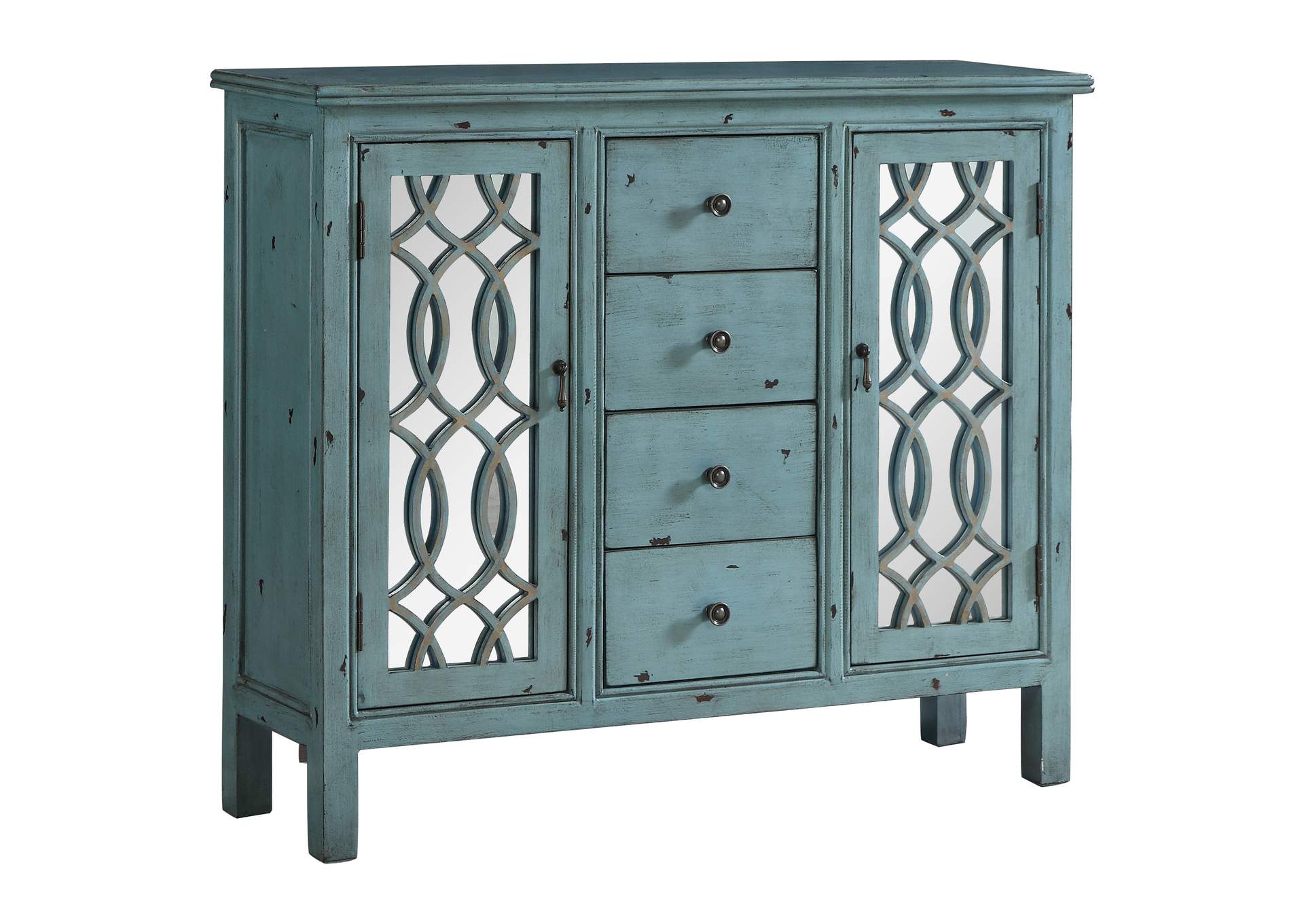 Rue 4-drawer Accent Cabinet Antique Blue,Coaster Furniture