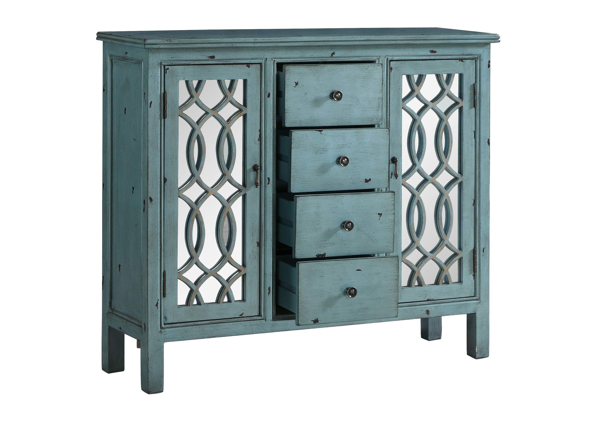 Rue 4-drawer Accent Cabinet Antique Blue,Coaster Furniture